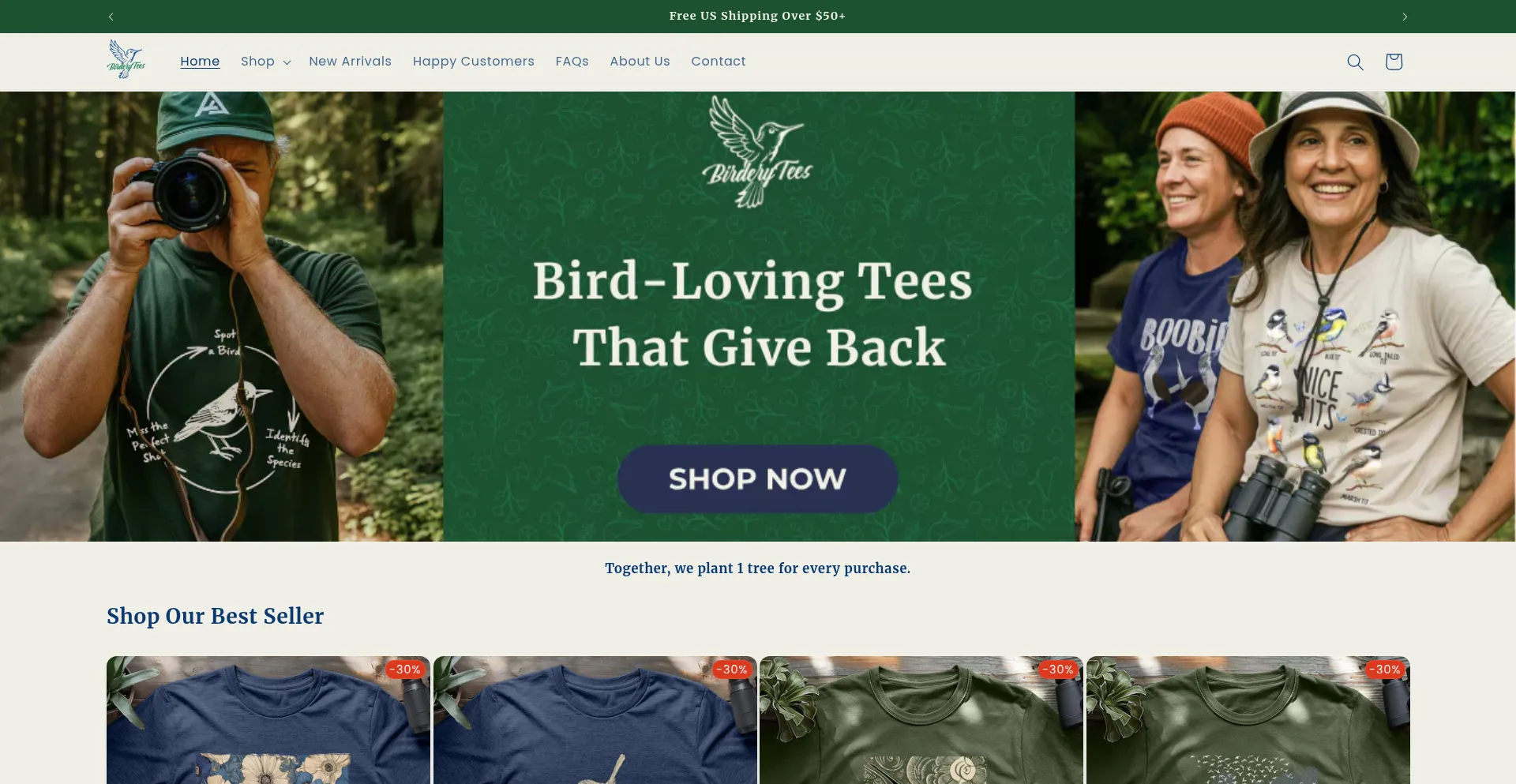Website screenshot of Birderytees.com