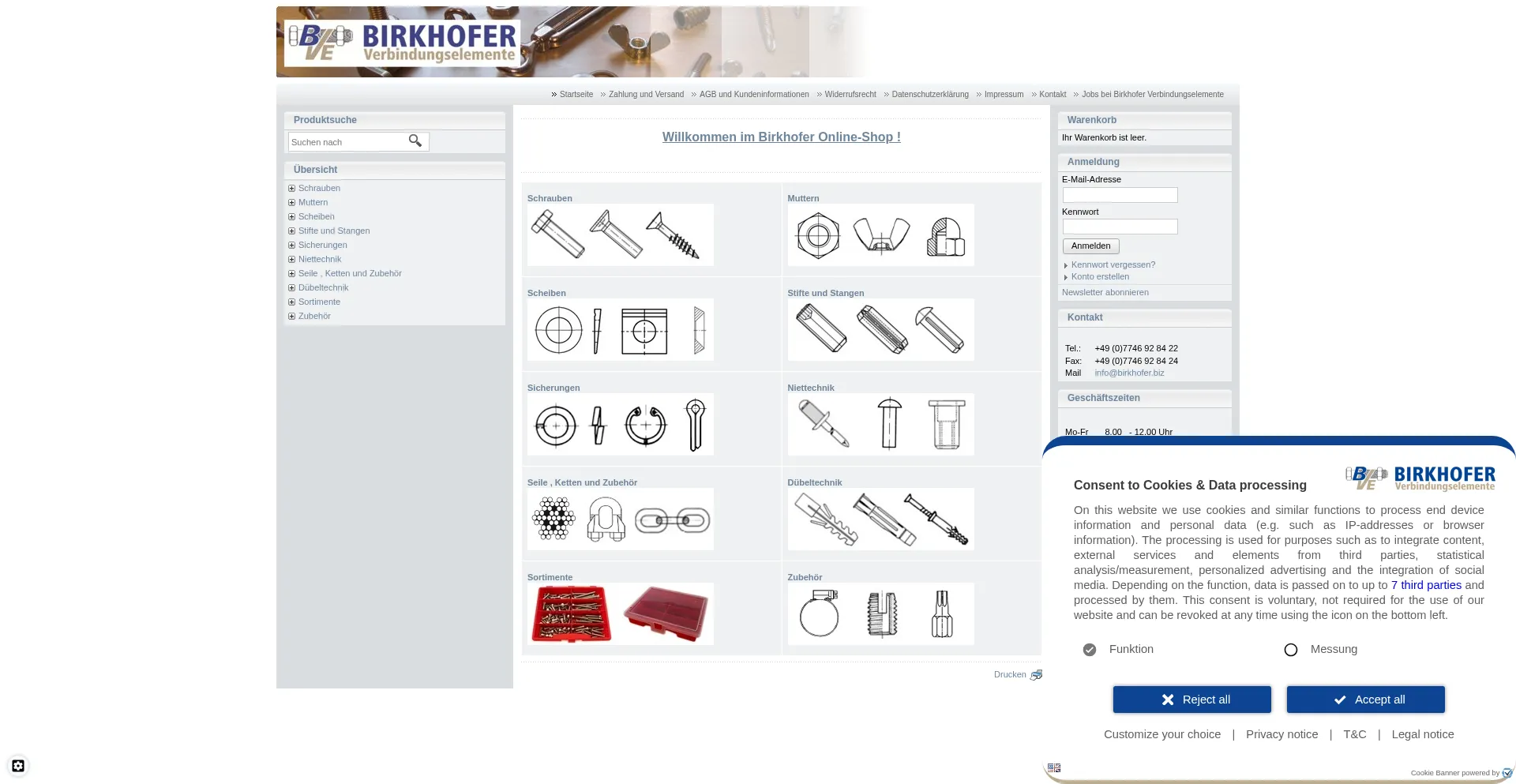 Website screenshot of Birkhofer.biz