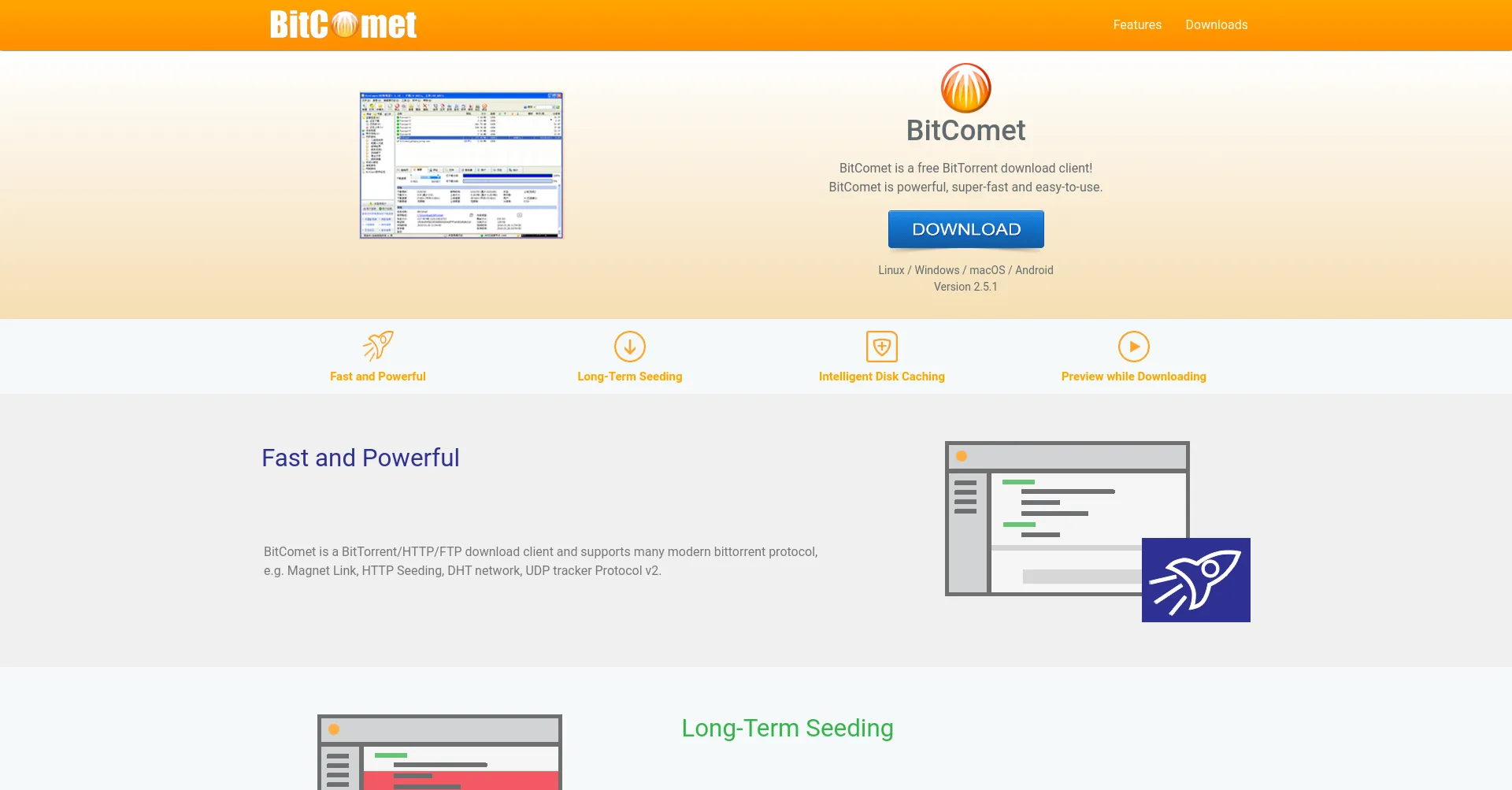 Website screenshot of Bitcomet.com