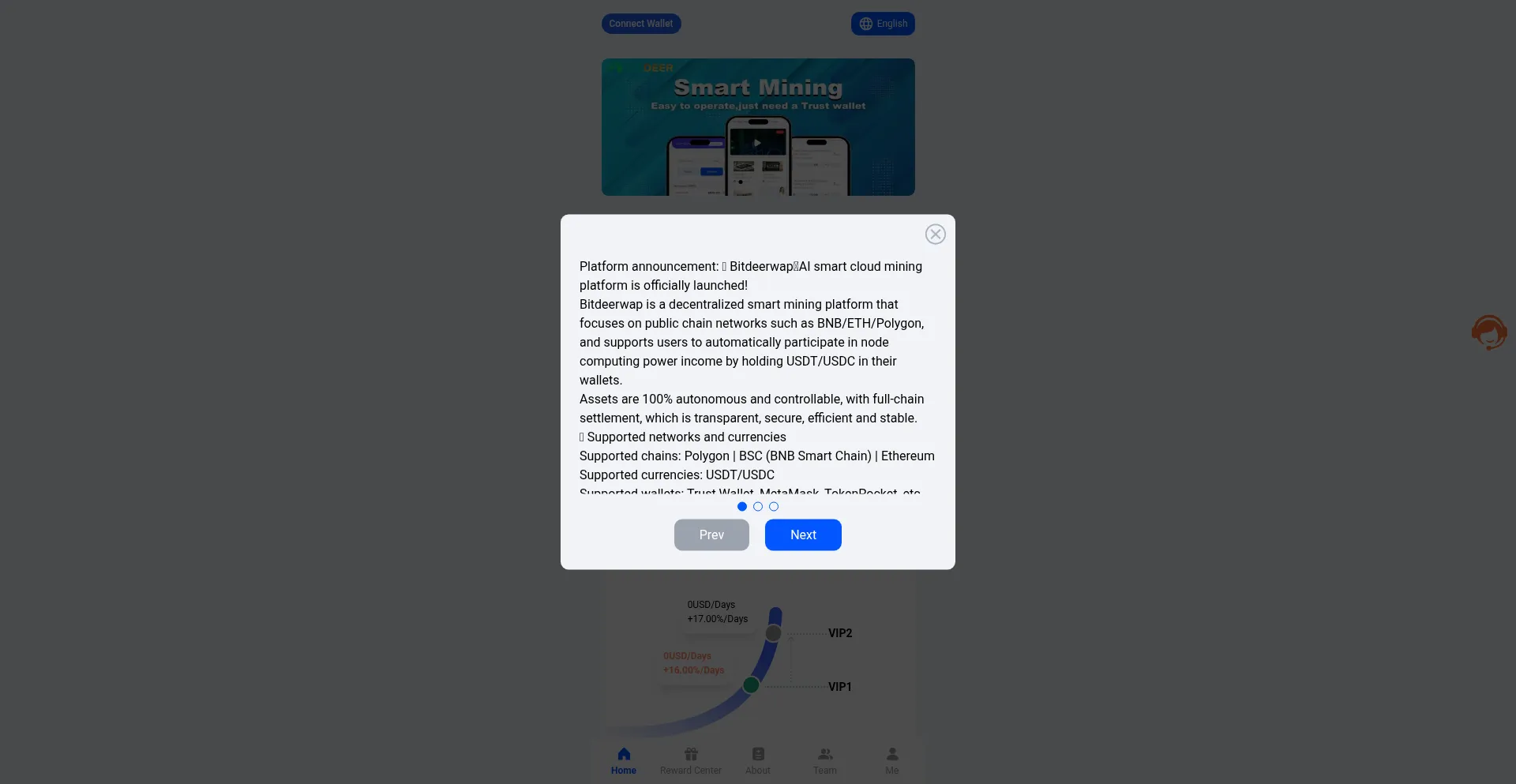 Website screenshot of Bitdeerwap.com