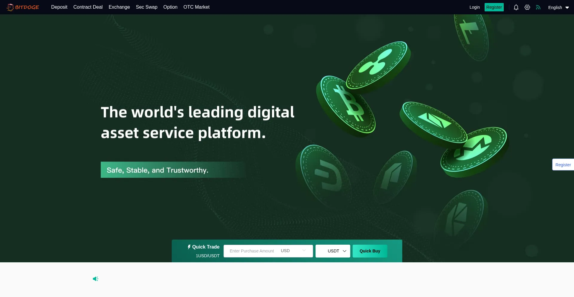 Website screenshot of Bitdoge.biz