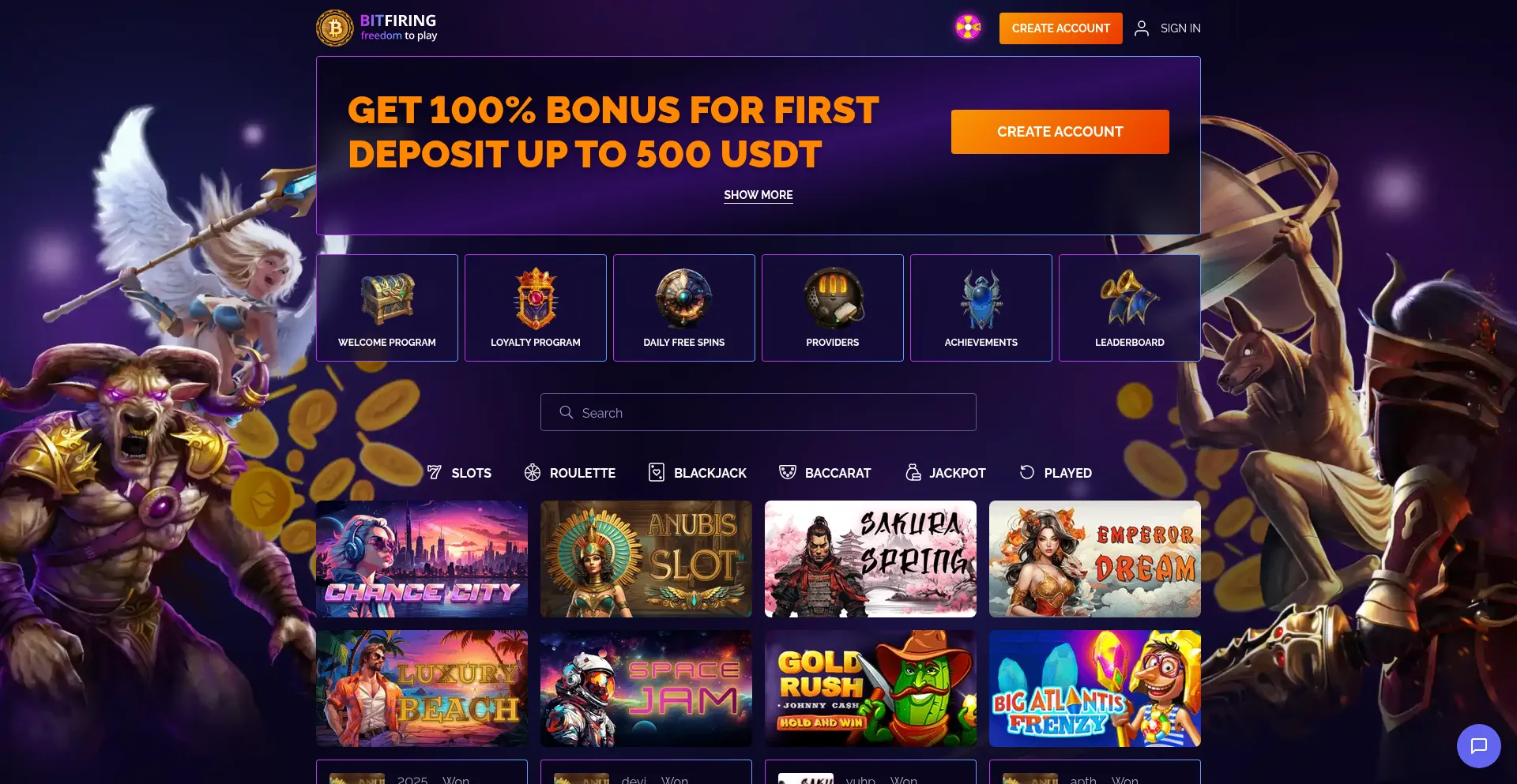 Website screenshot of Bitfiring.com