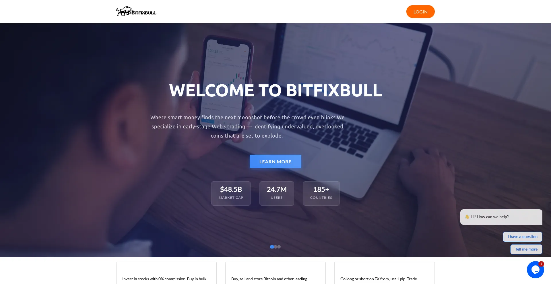 Website screenshot of Bitfixbull.com