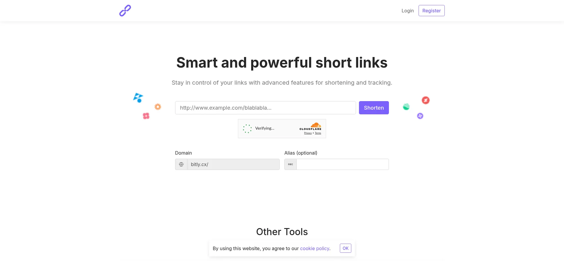 Website screenshot of Bitly.cx