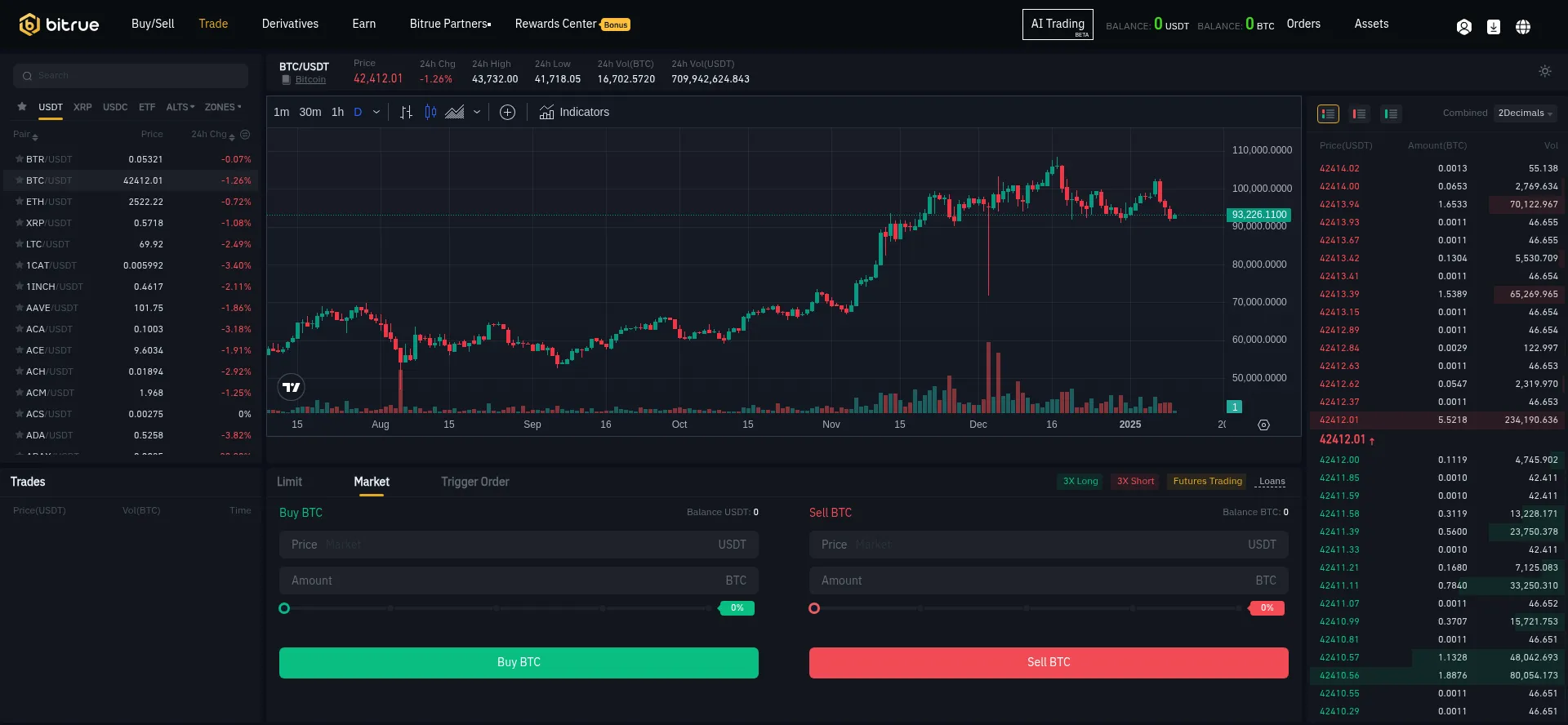 Website screenshot of Bitru.cc