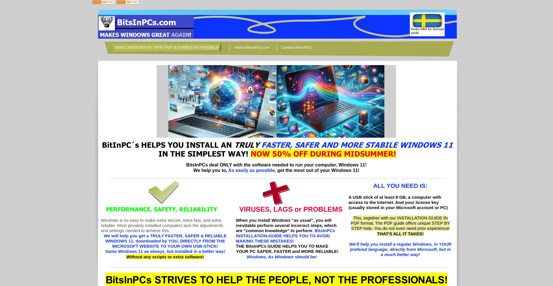 Website screenshot of Bitsinpcs.com
