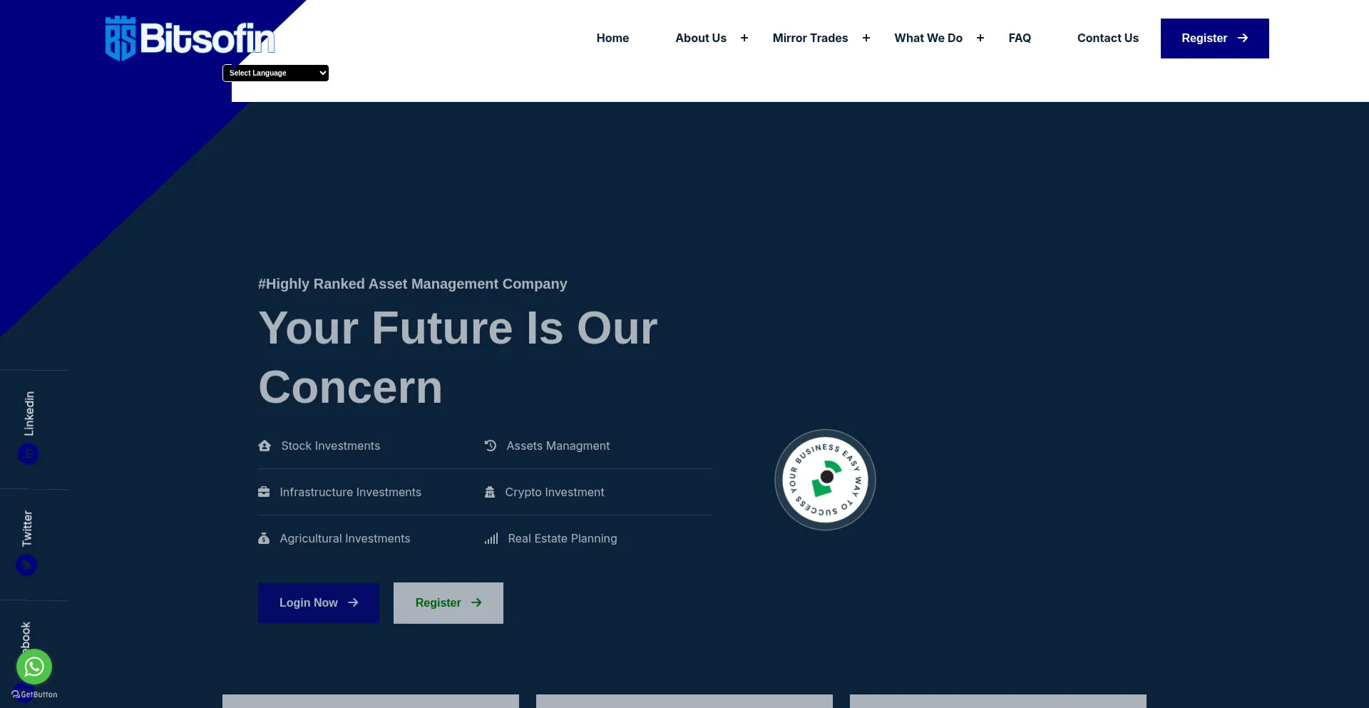 Website screenshot of Bitsofin.net