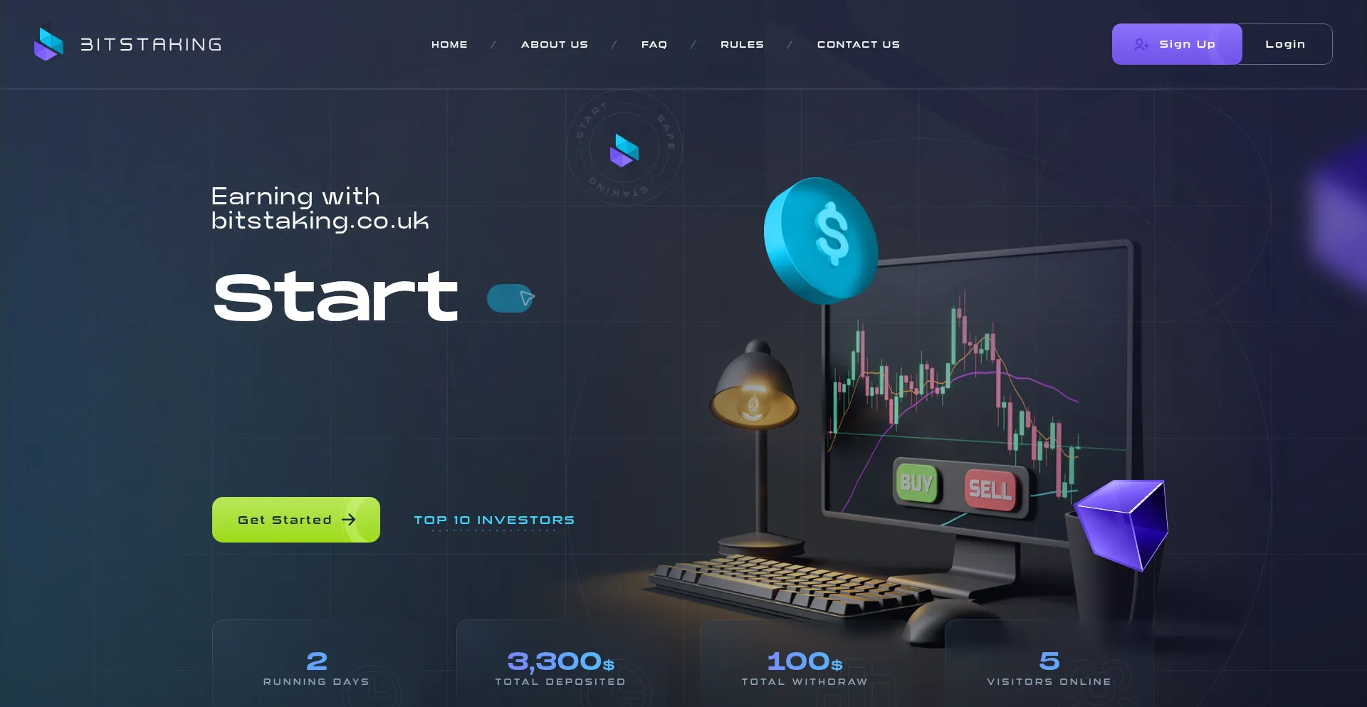 Website screenshot of Bitstaking.co.uk