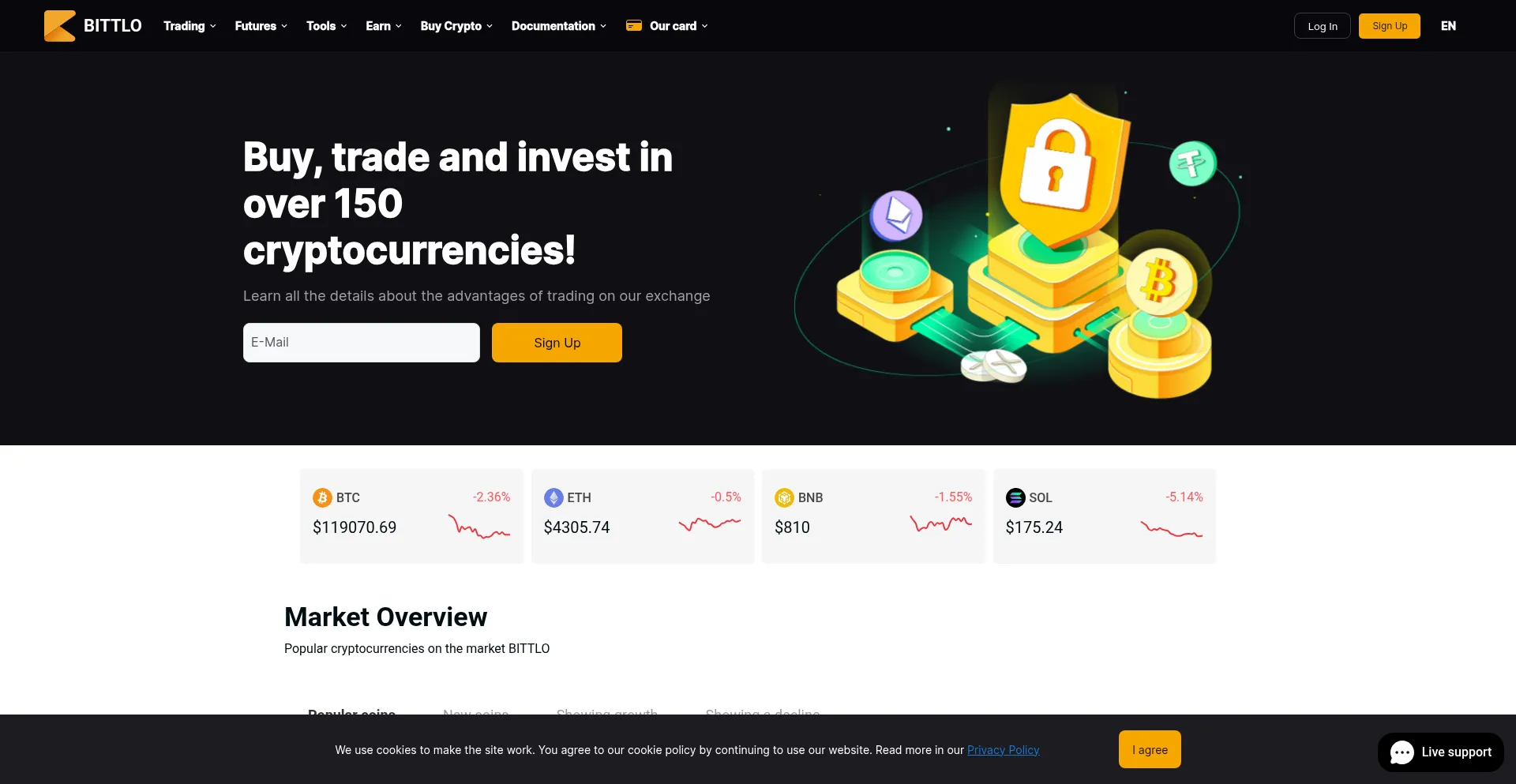 Website screenshot of Bittlo.com