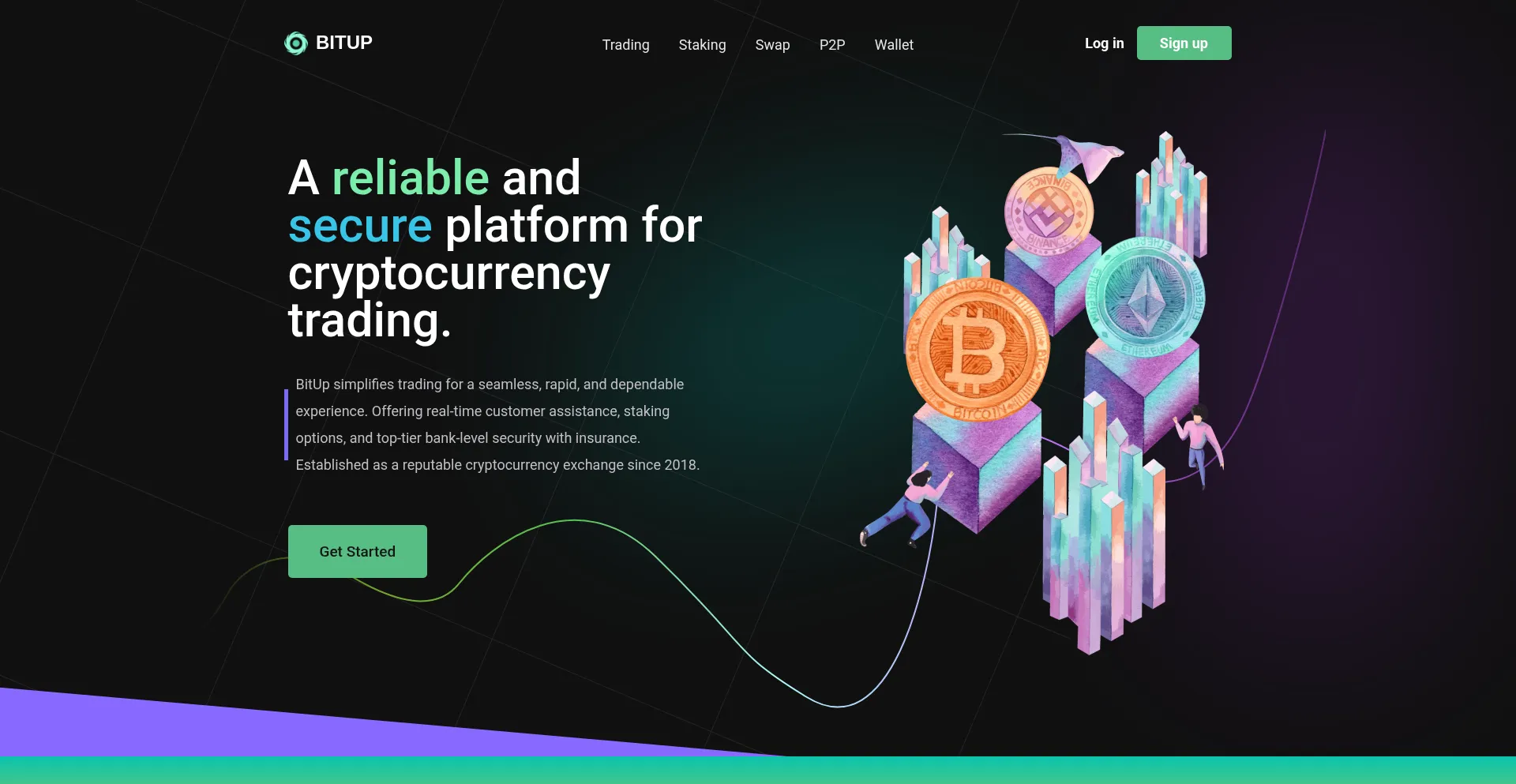 Website screenshot of Bitup.run