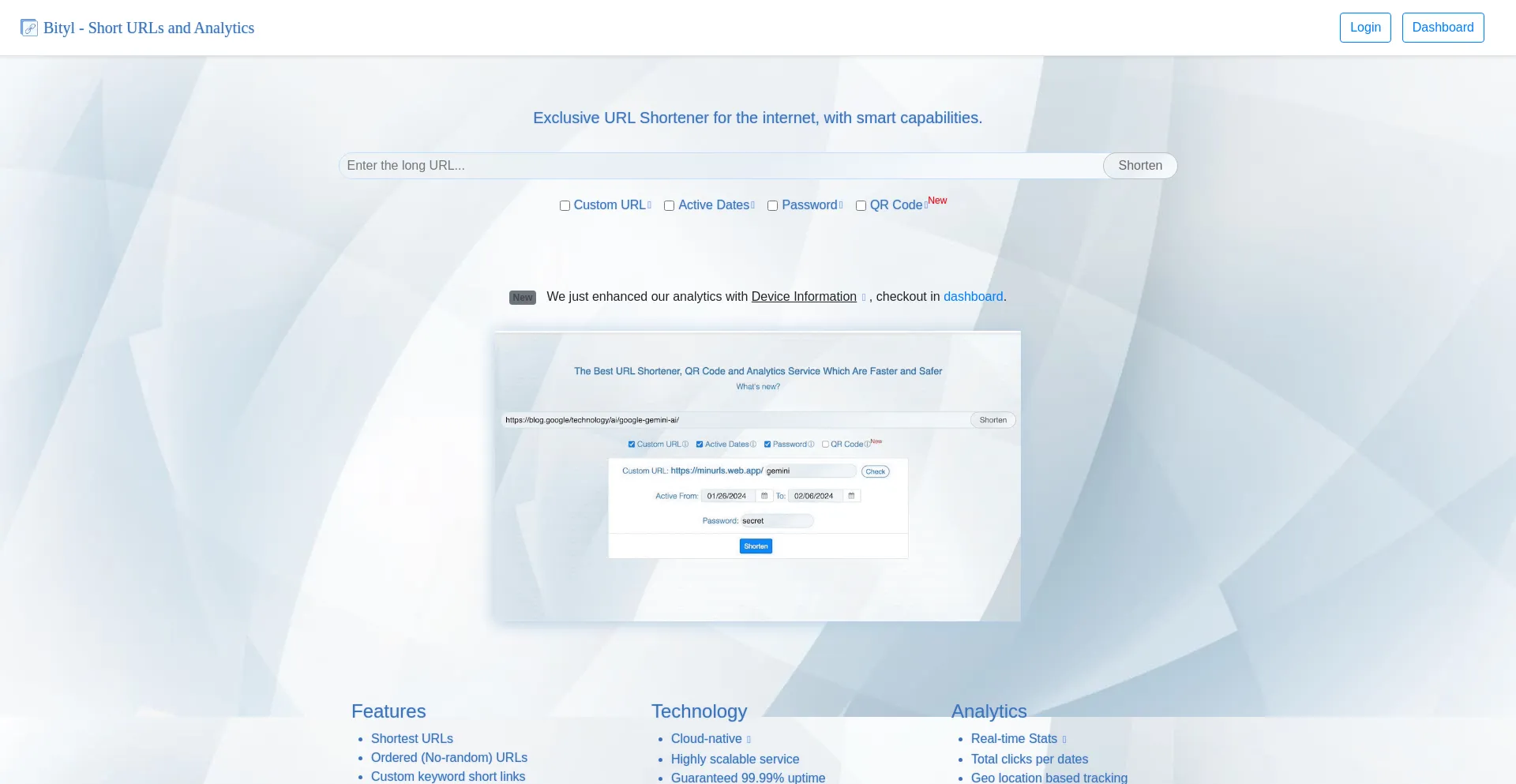 Website screenshot of Bityl.co