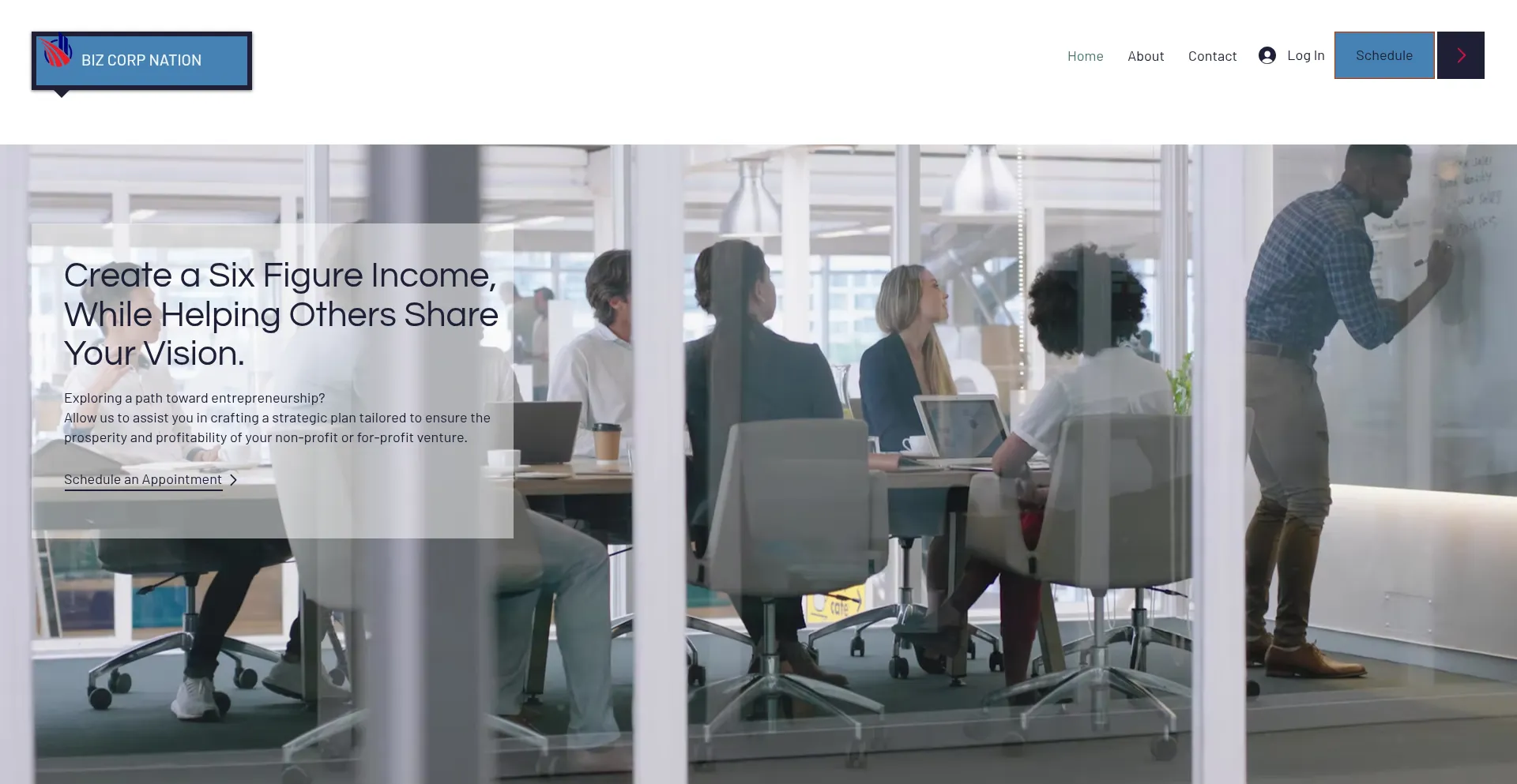 Website screenshot of Bizcorpnation.com