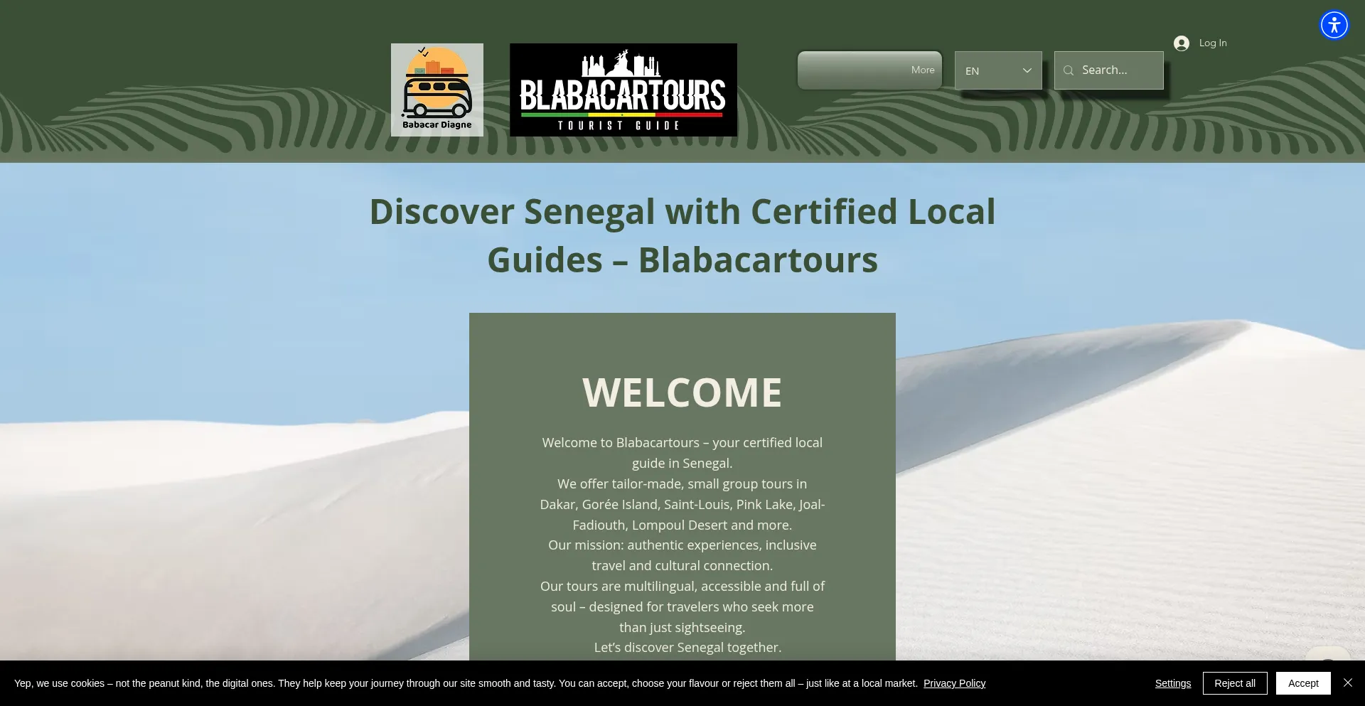 Website screenshot of Blabacartours.sn