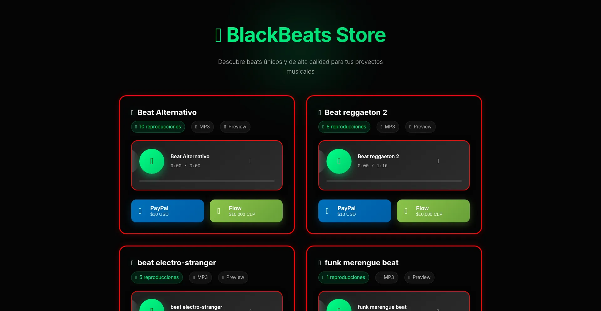 Website screenshot of Black-beats.66ghz.com