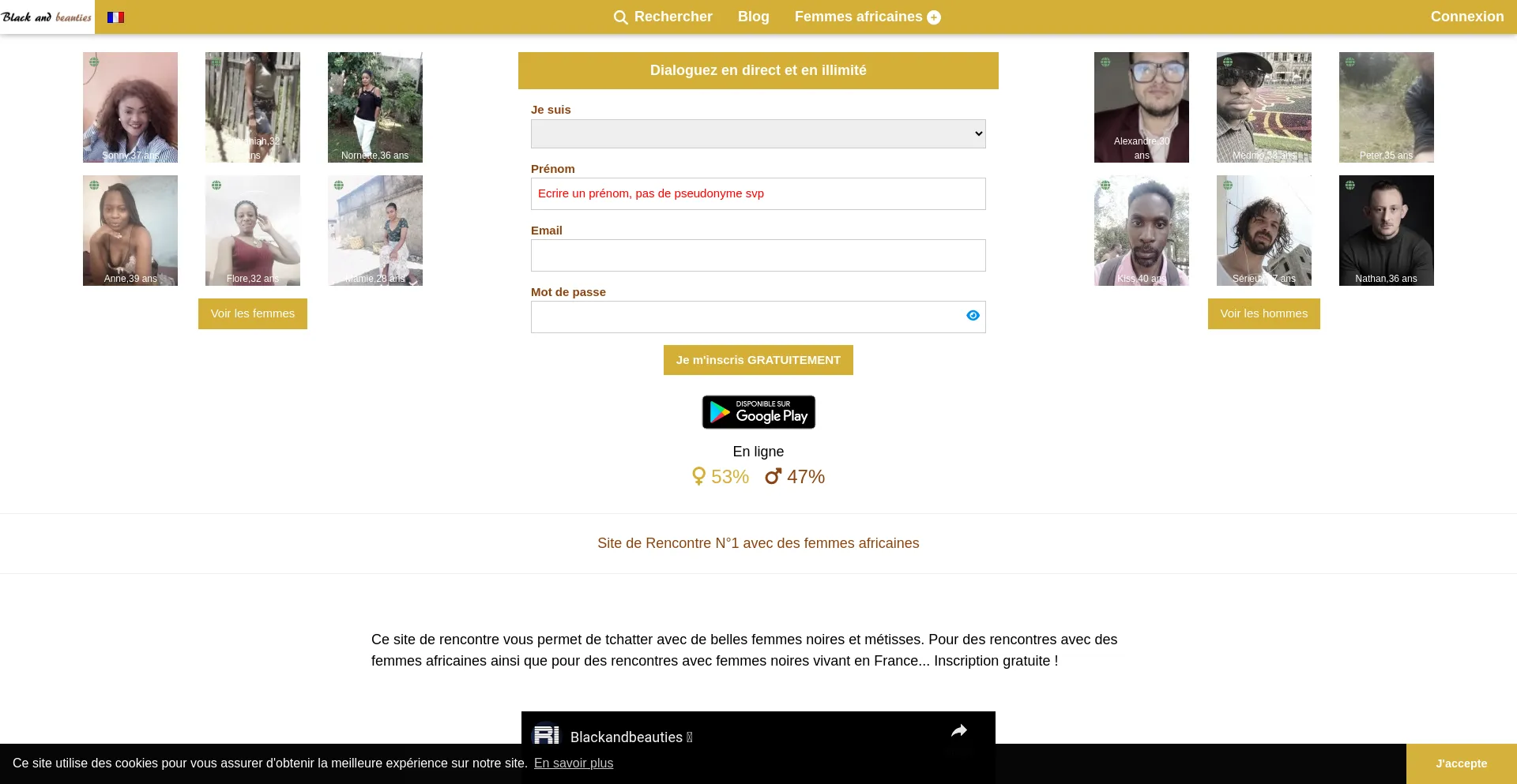 Blackandbeauties.com Screenshot