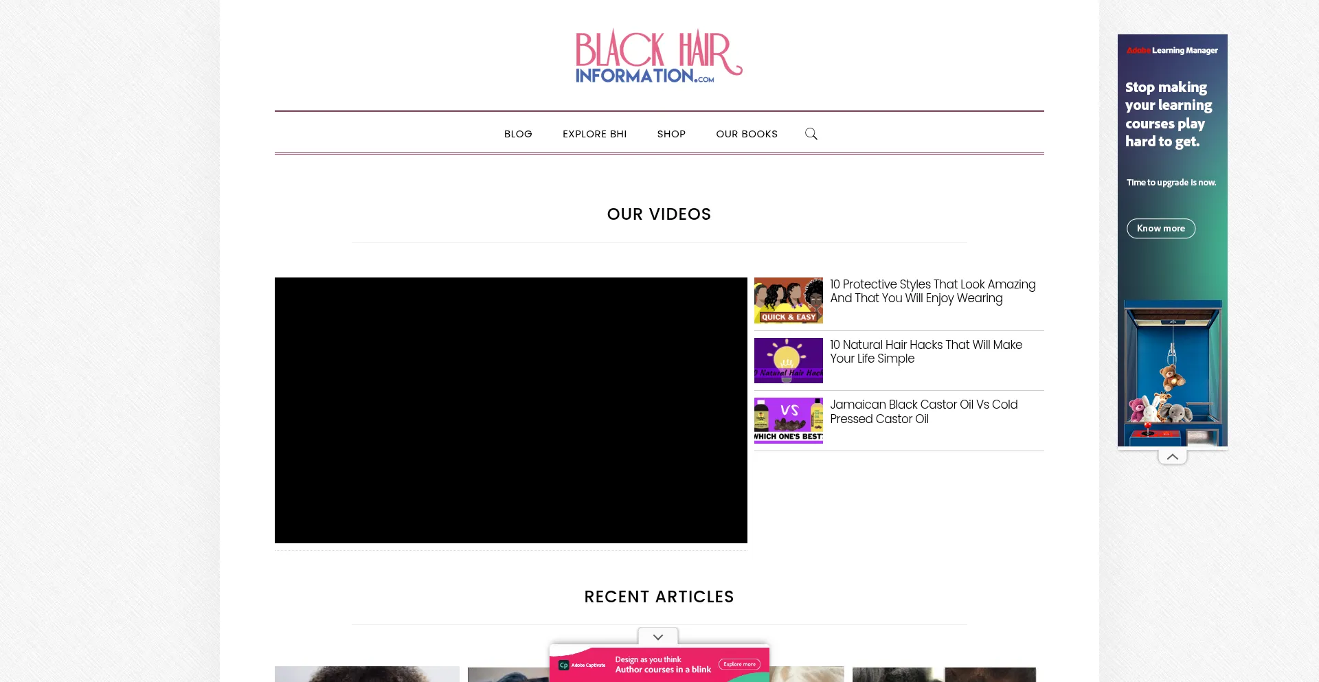 Website screenshot of Blackhairinformation.com