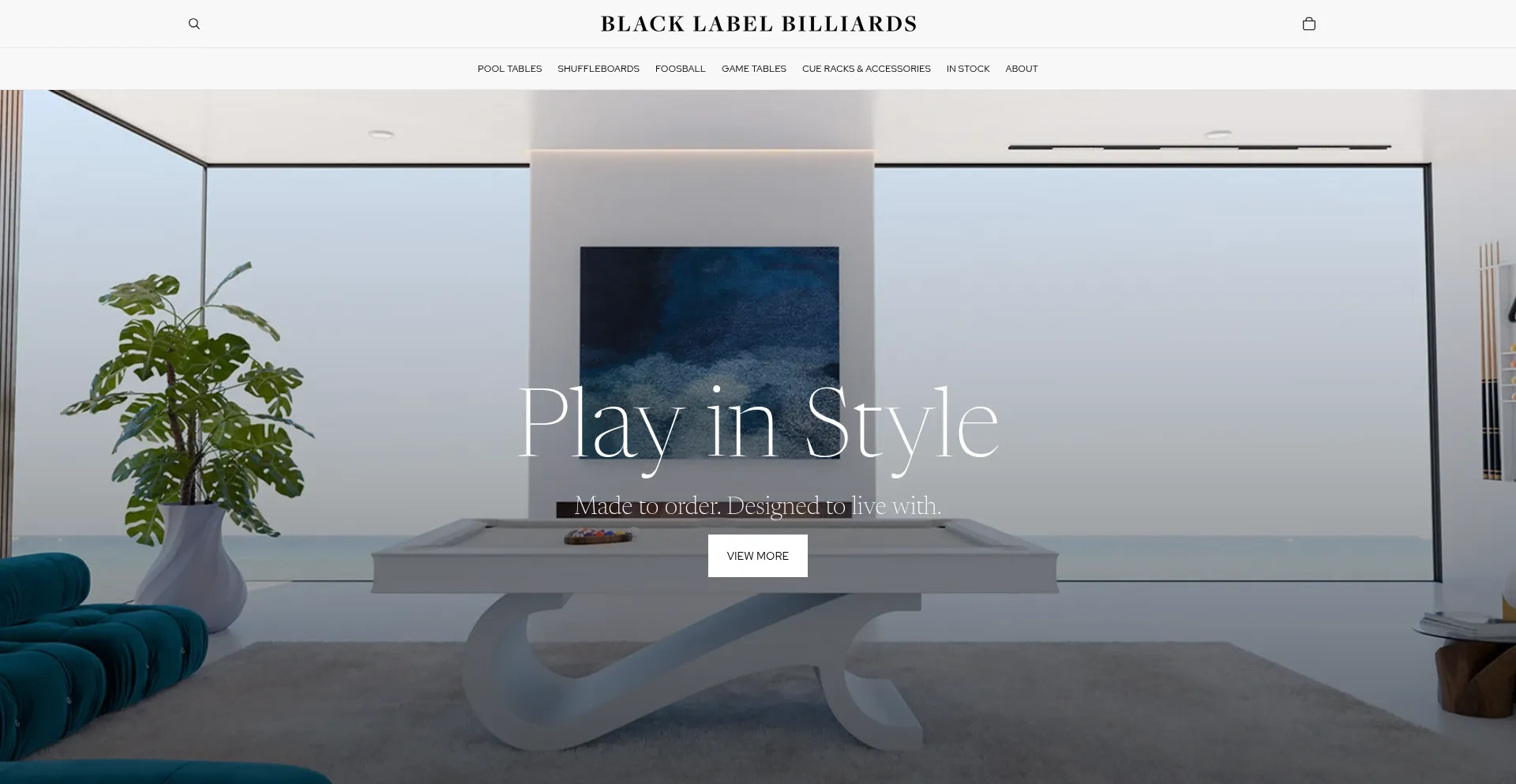 Website screenshot of Blacklabelbilliards.com