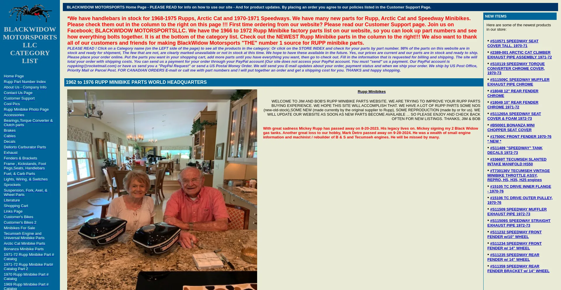 Website screenshot of Blackwidowmotorsports.net