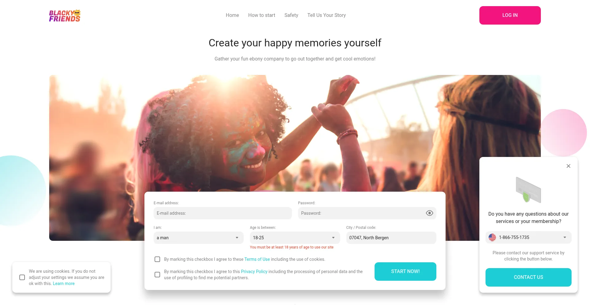 Website screenshot of Blackyfriends.com