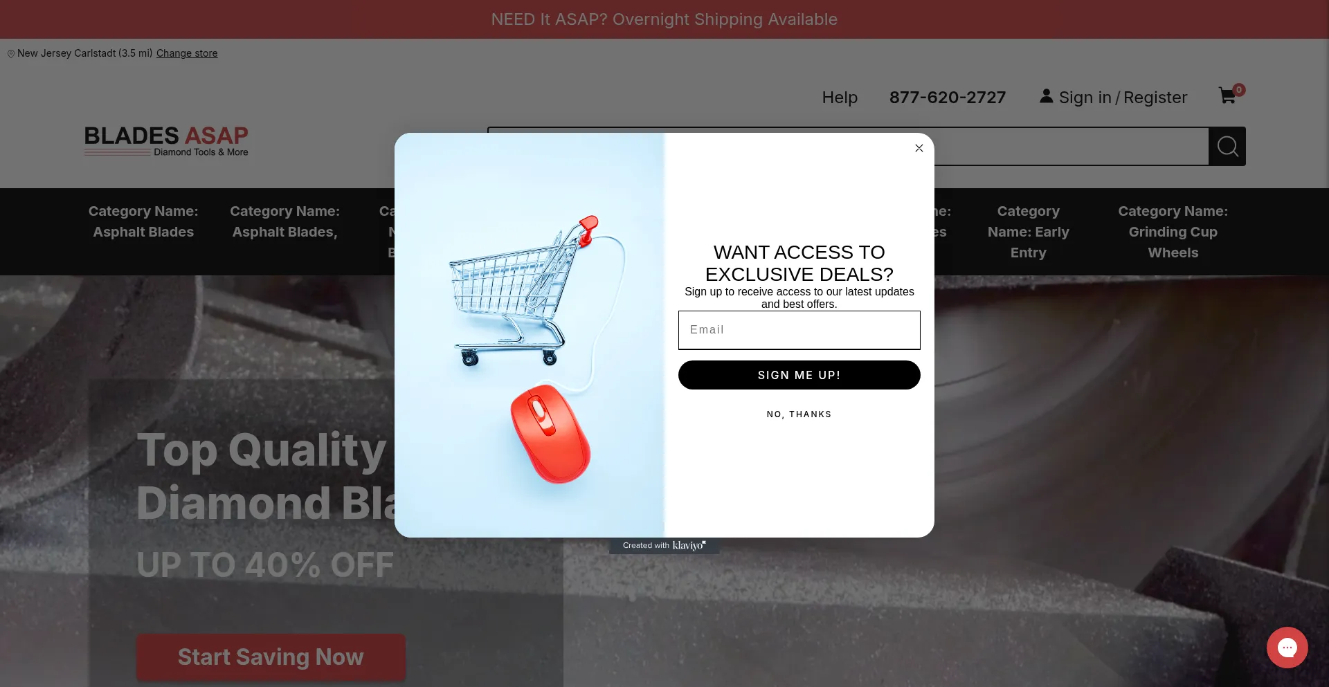 Website screenshot of Bladesasap.com