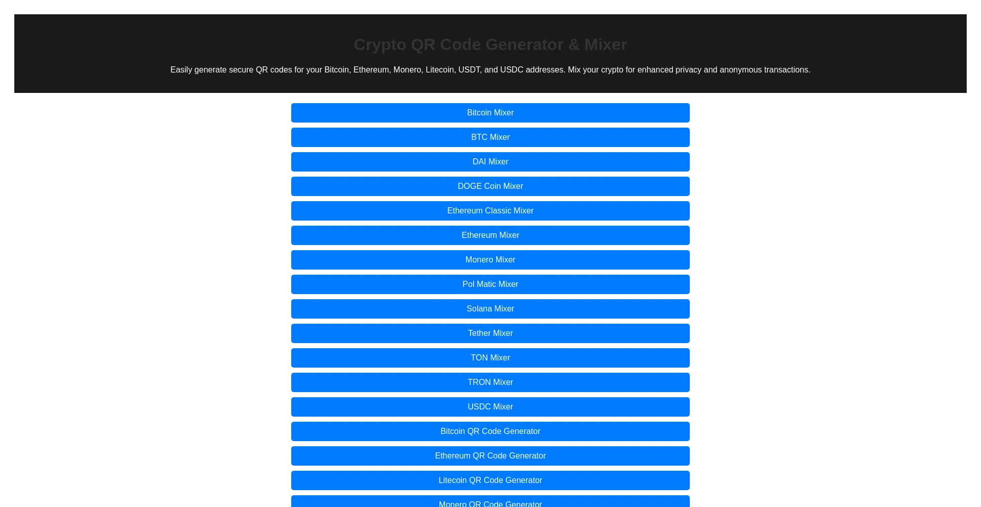 Website screenshot of Blendqr.com