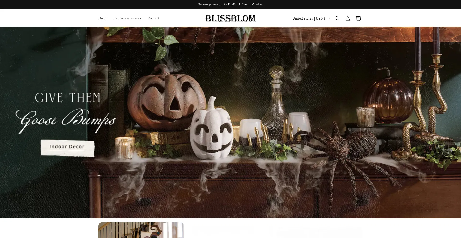 Website screenshot of Blissblom.com