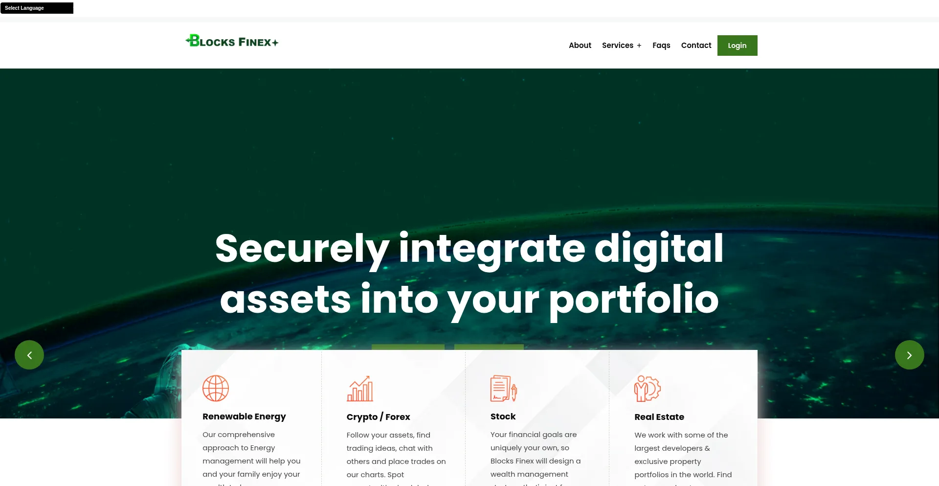 Website screenshot of Blockfinex.org