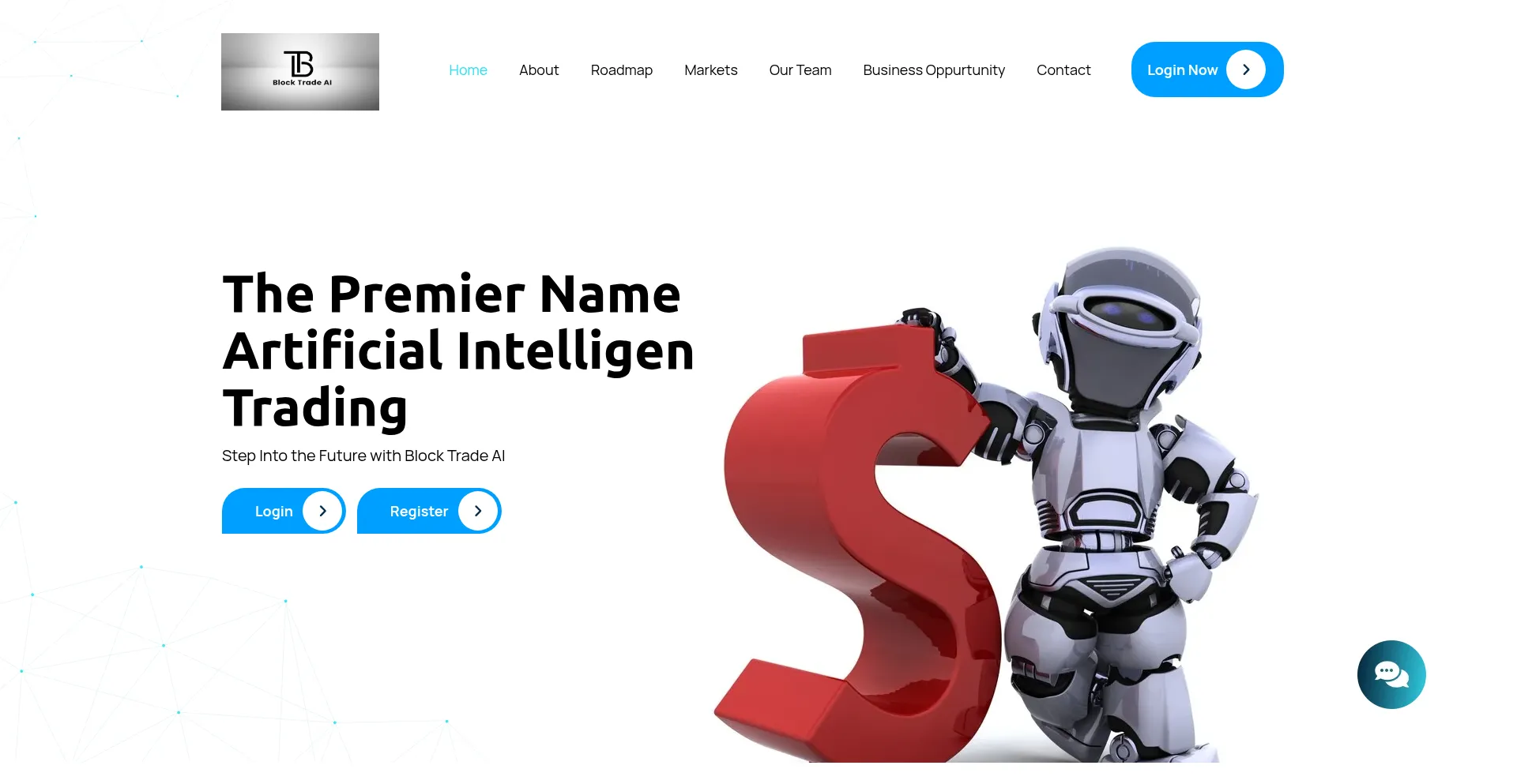 Website screenshot of Blocktradeai.world