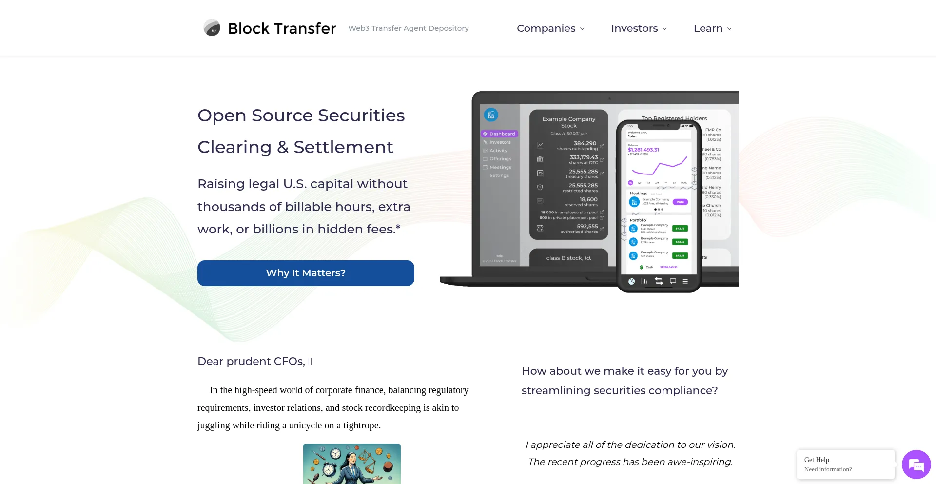 Website screenshot of Blocktransfer.com