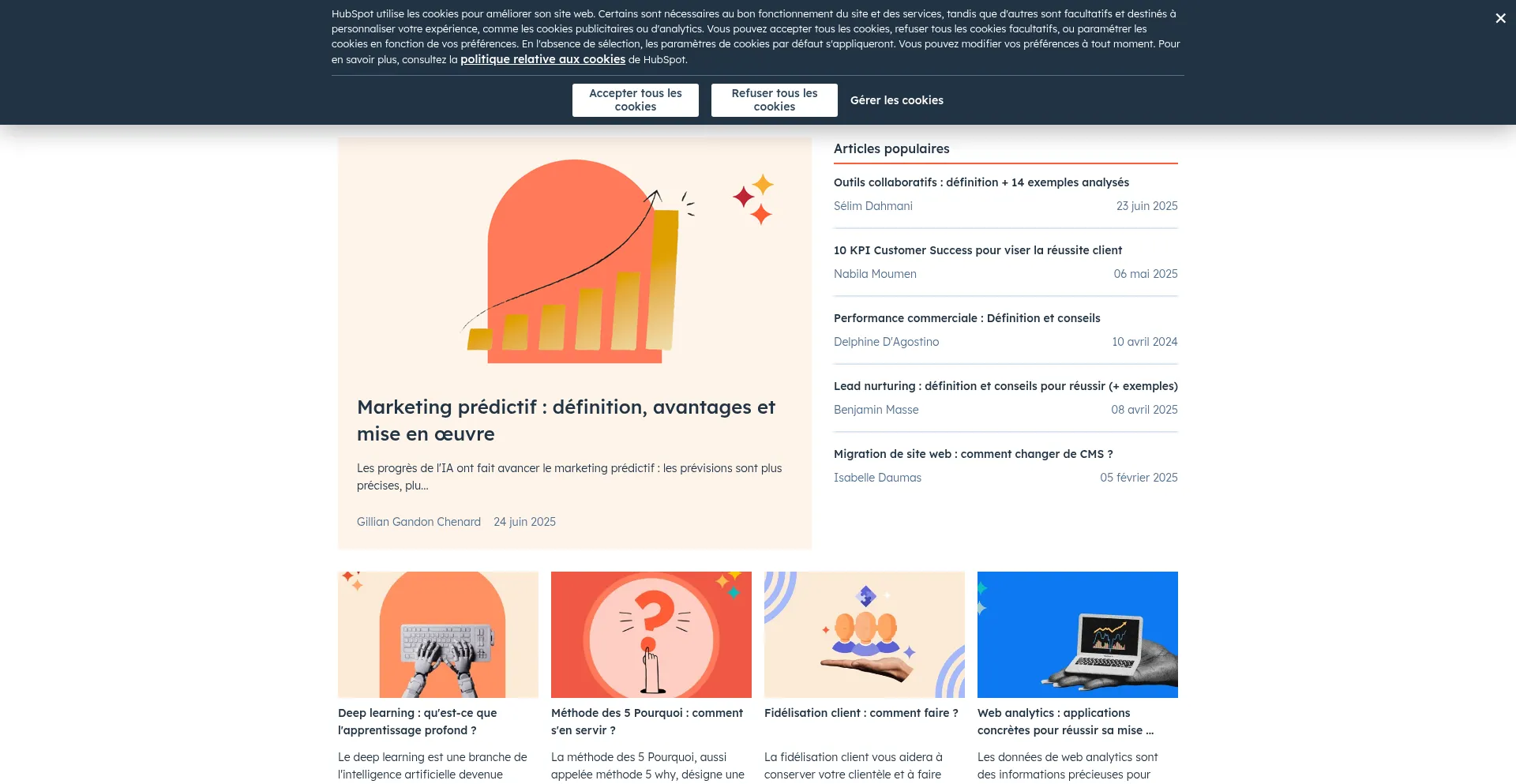 Website screenshot of Blog.hubspot.fr
