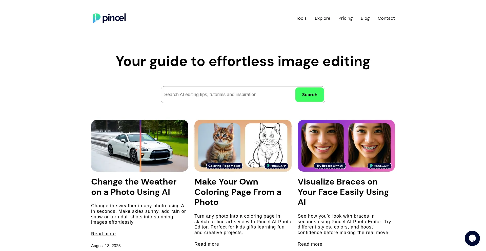 Website screenshot of Blog.pincel.app