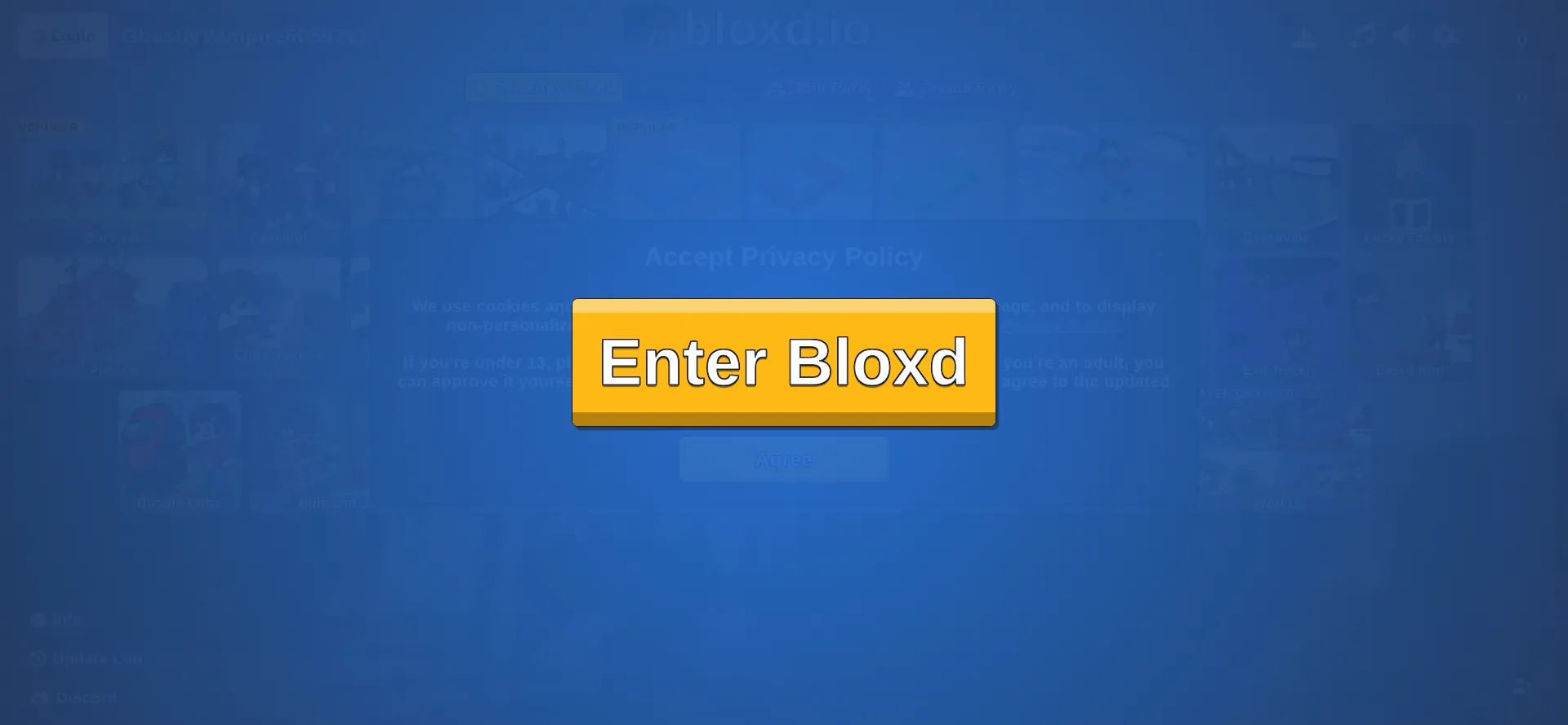 Website screenshot of Bloxd.io