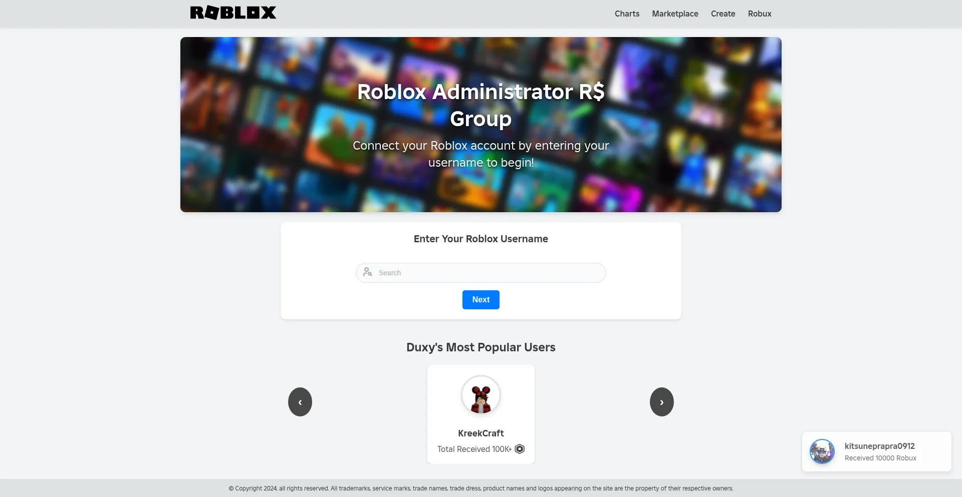 Website screenshot of Bloxi.site