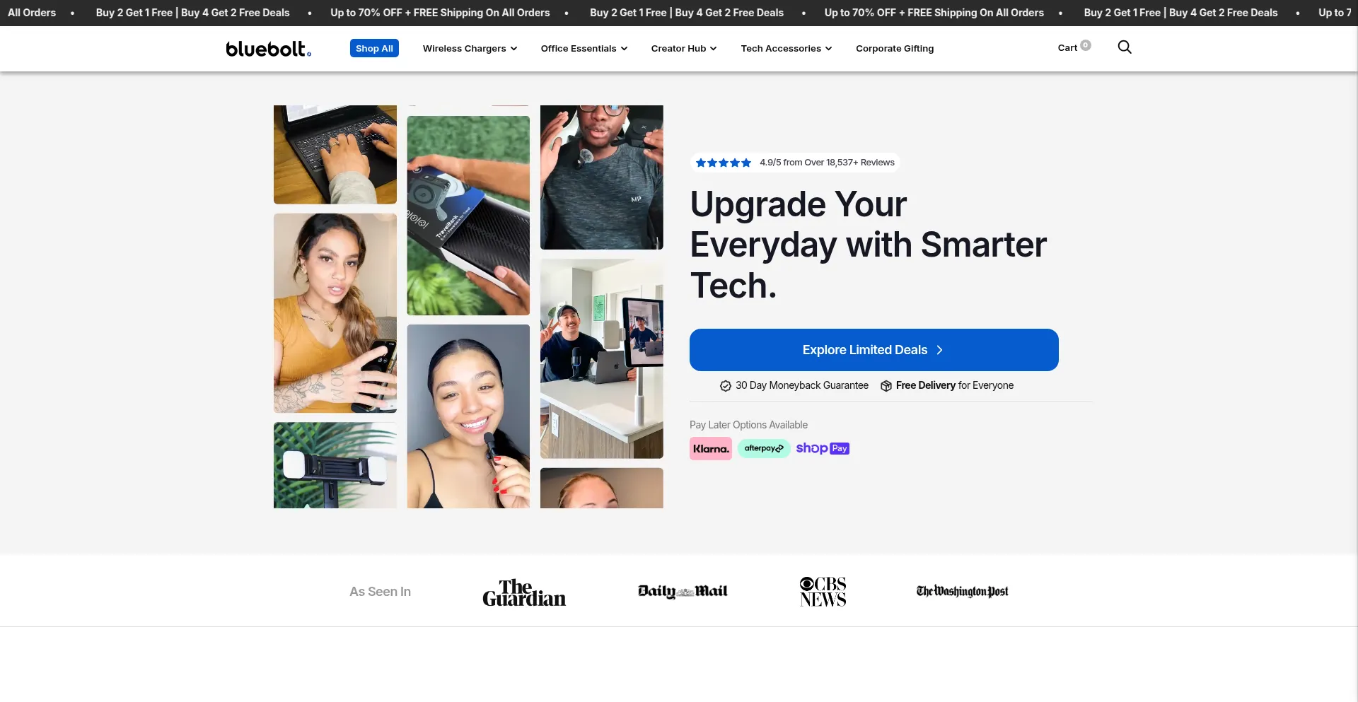 Website screenshot of Blueboltchargers.com