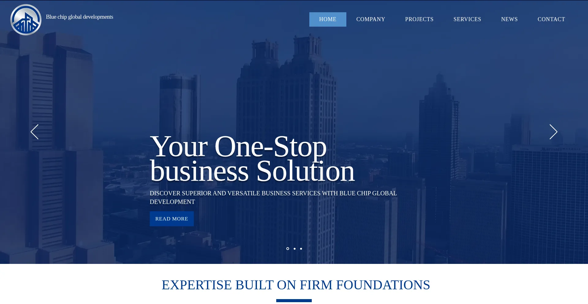 Website screenshot of Bluechipglobaldevelopment.com