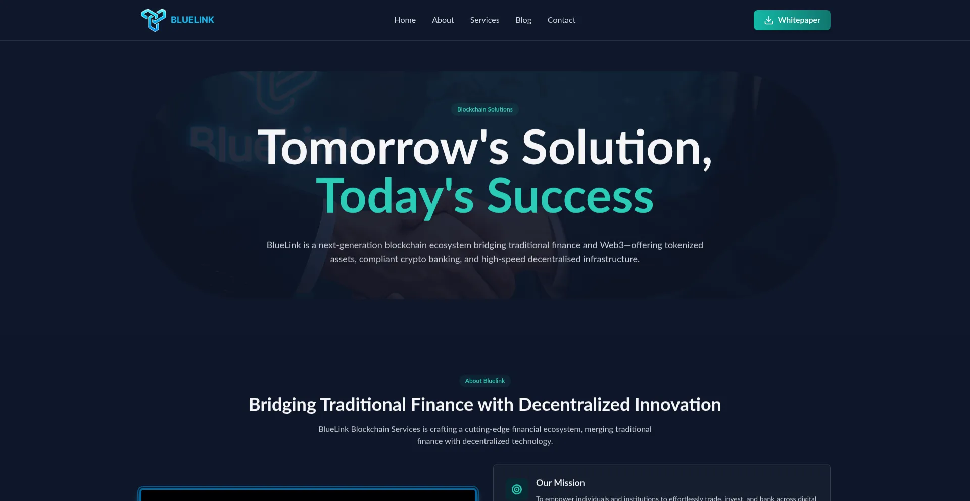 Website screenshot of Bluelinkblockchain.com