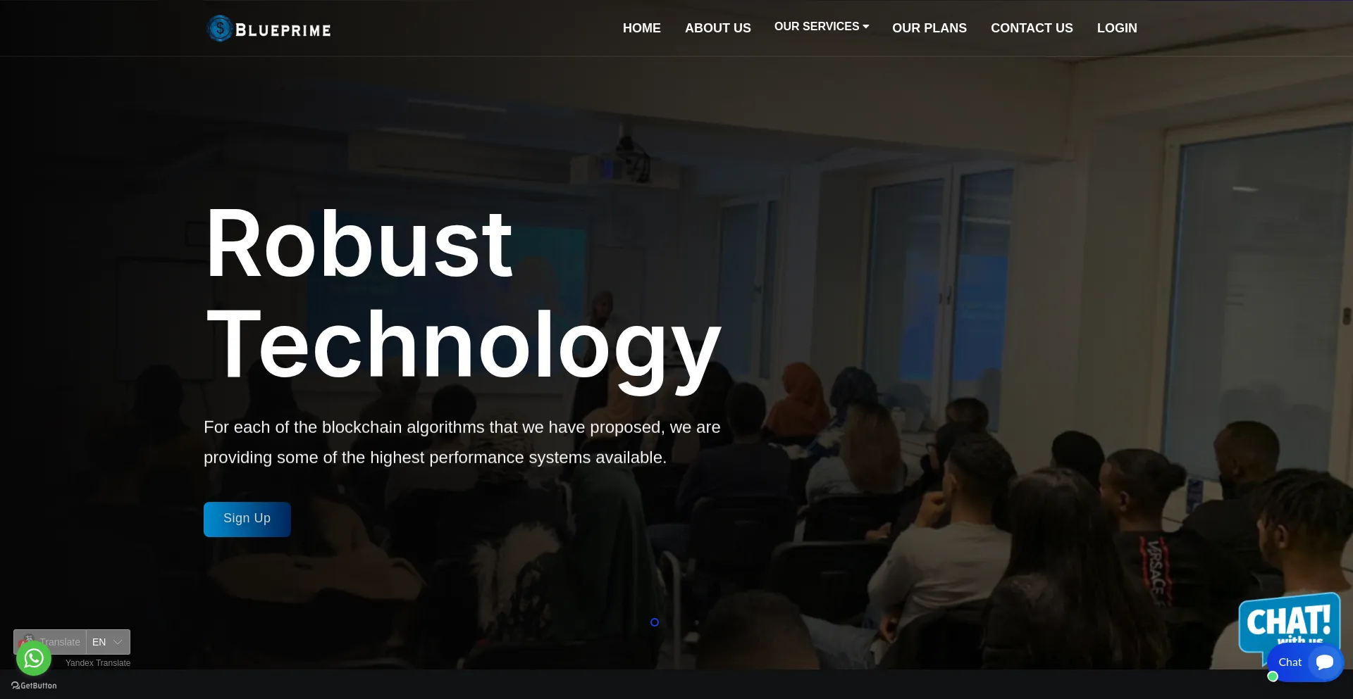 Website screenshot of Blueprimecoin.com
