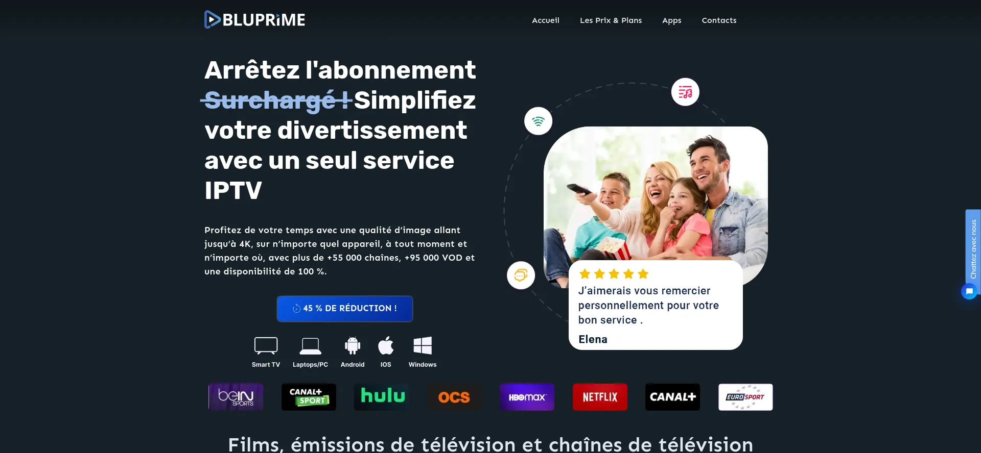 Website screenshot of Bluprime.fr