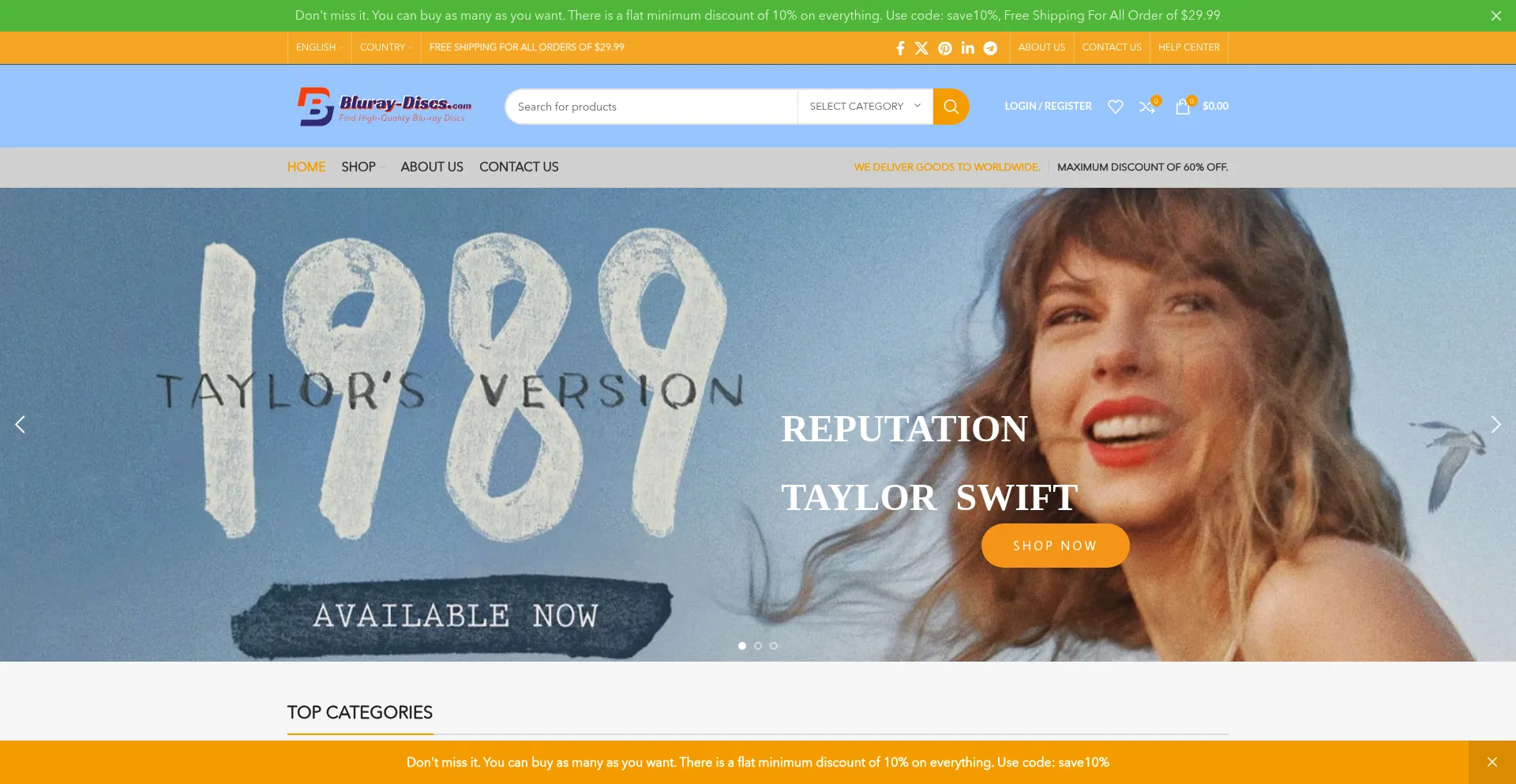 Website screenshot of Bluray-discs.com
