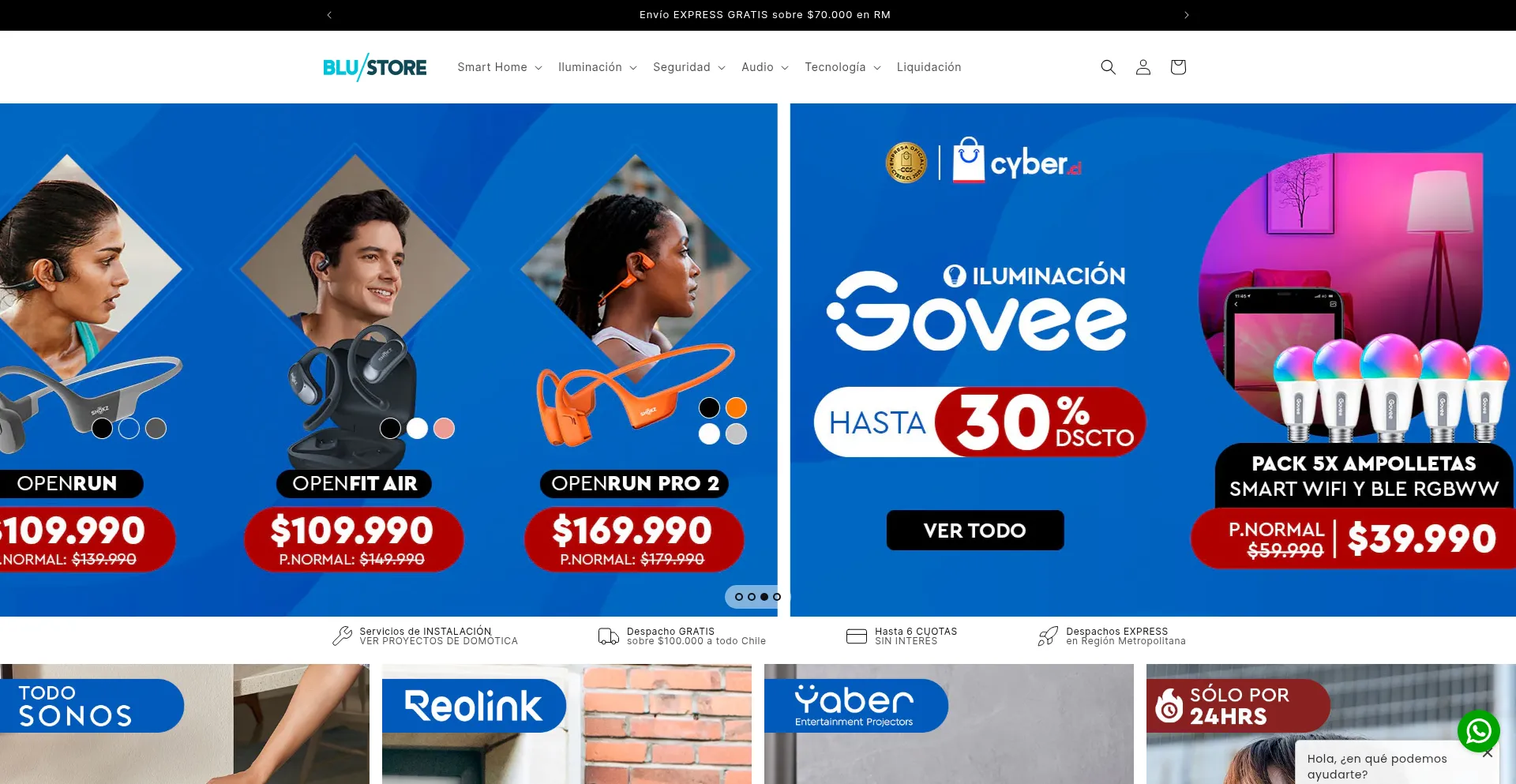 Website screenshot of Blustore.cl