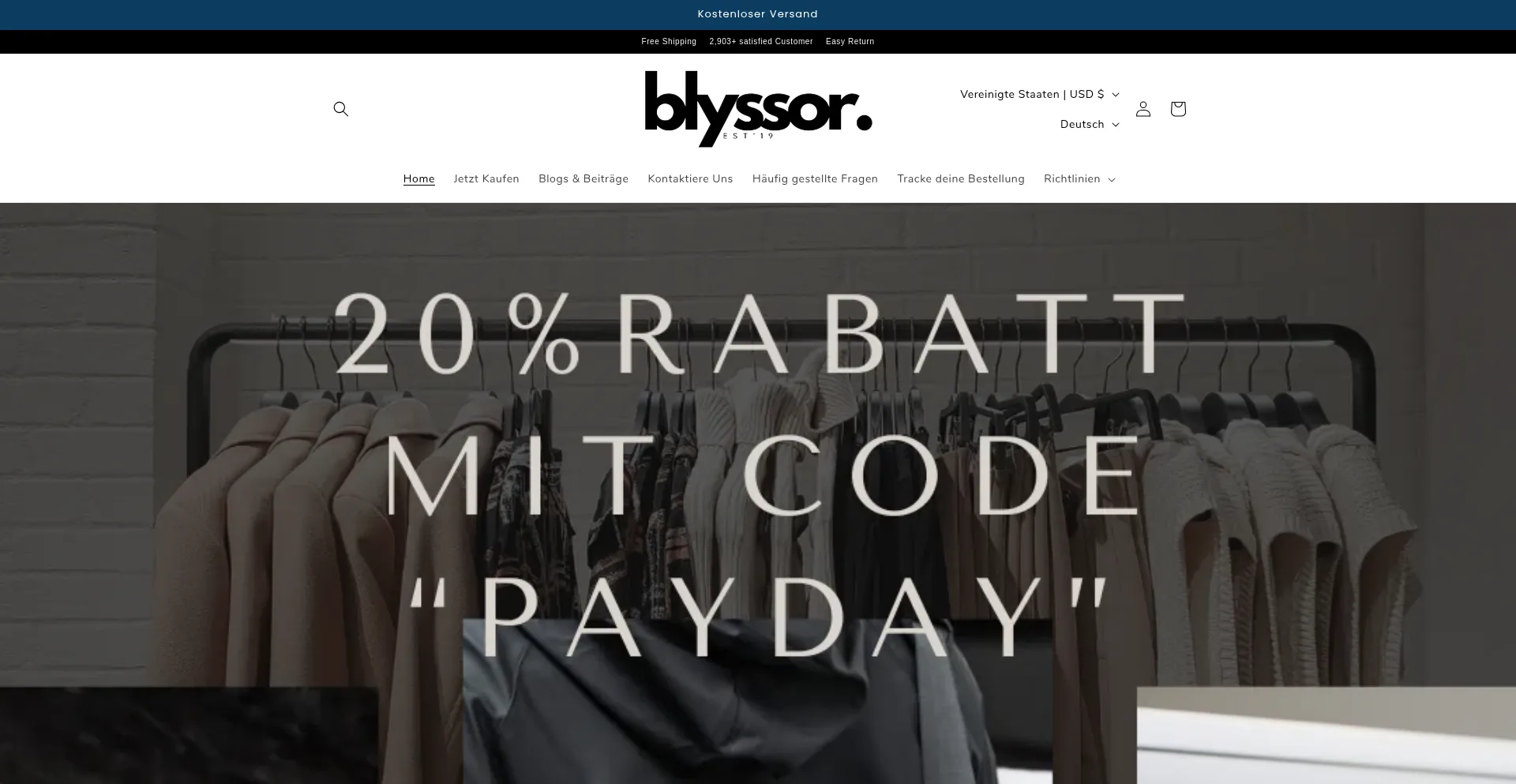 Website screenshot of Blyssor.com