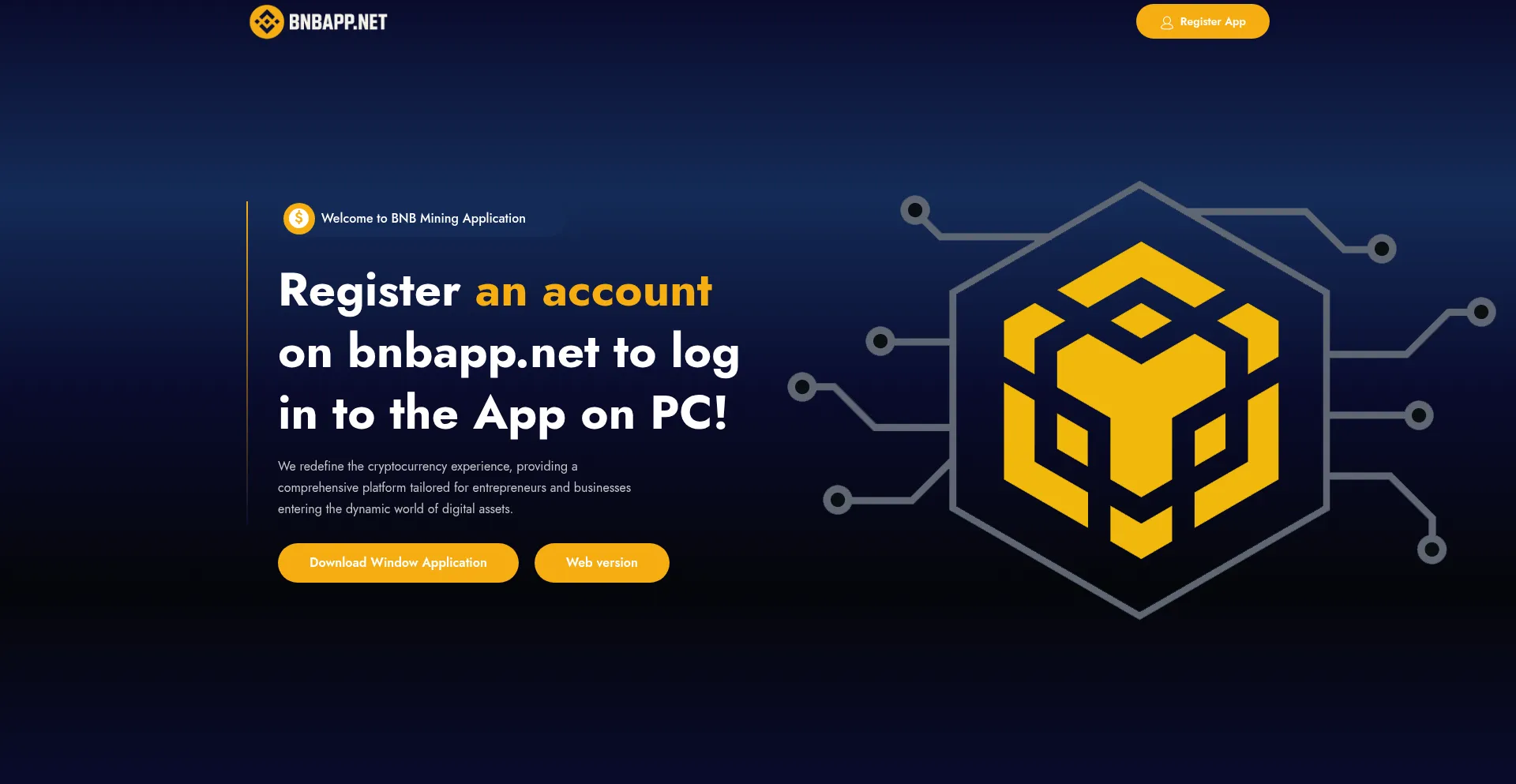 Website screenshot of Bnbapp.net