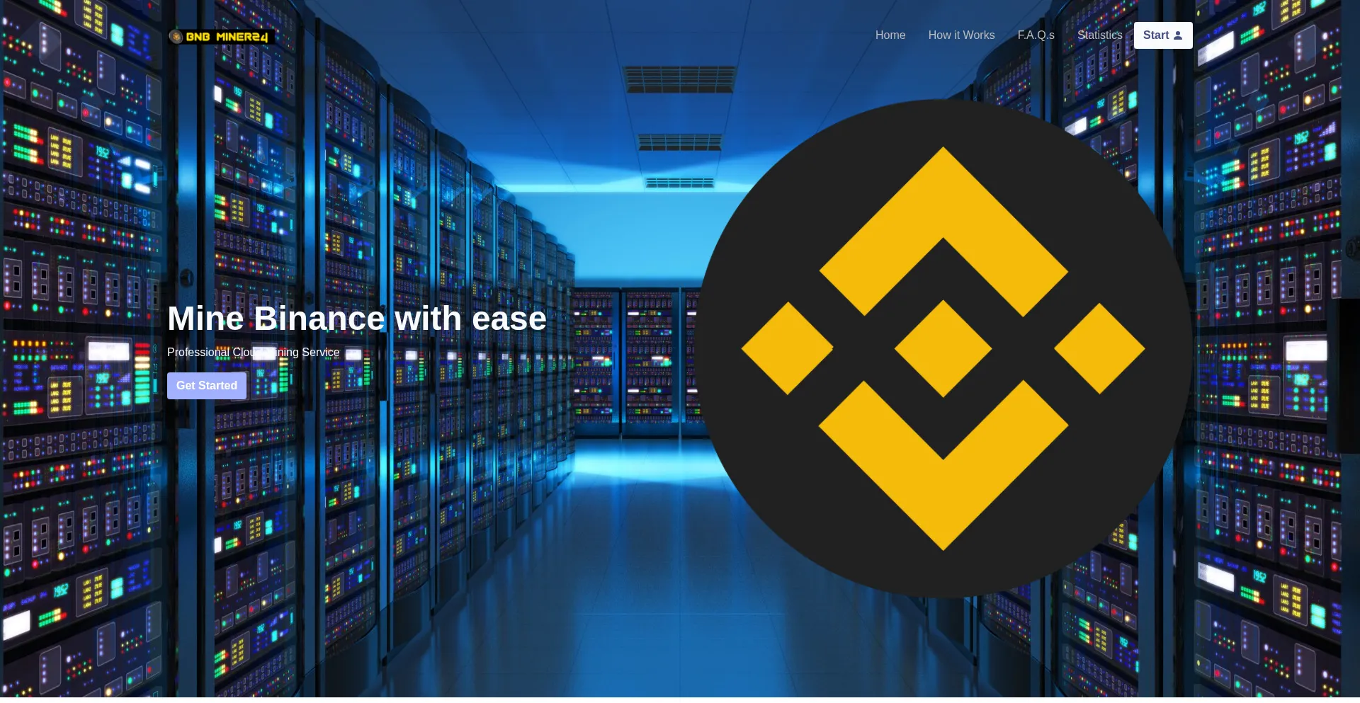 Website screenshot of Bnbminer24.space