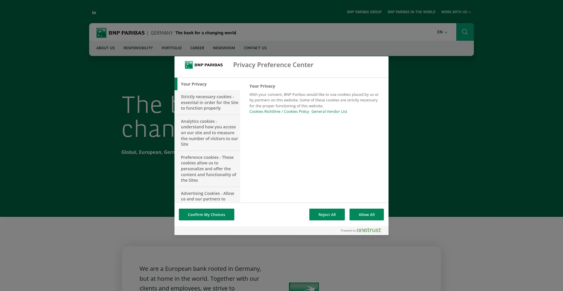 Website screenshot of Bnpparibas.de
