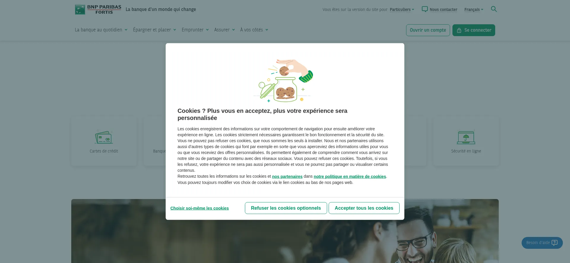 Website screenshot of Bnpparibasfortis.be