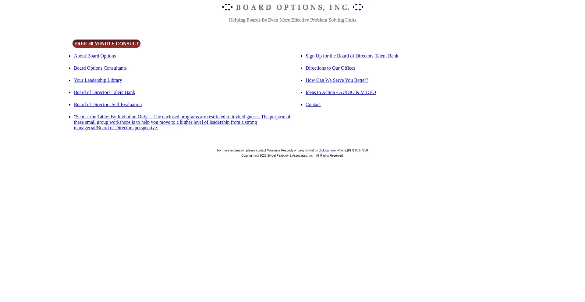 Website screenshot of Boardoptions.com