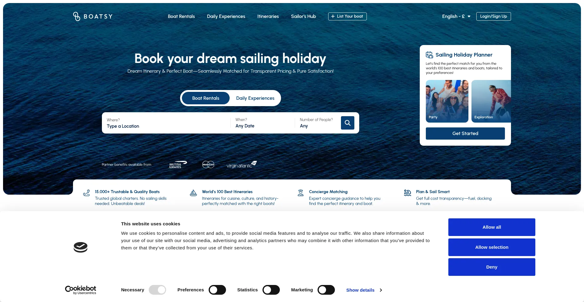 Website screenshot of Boatsy.com