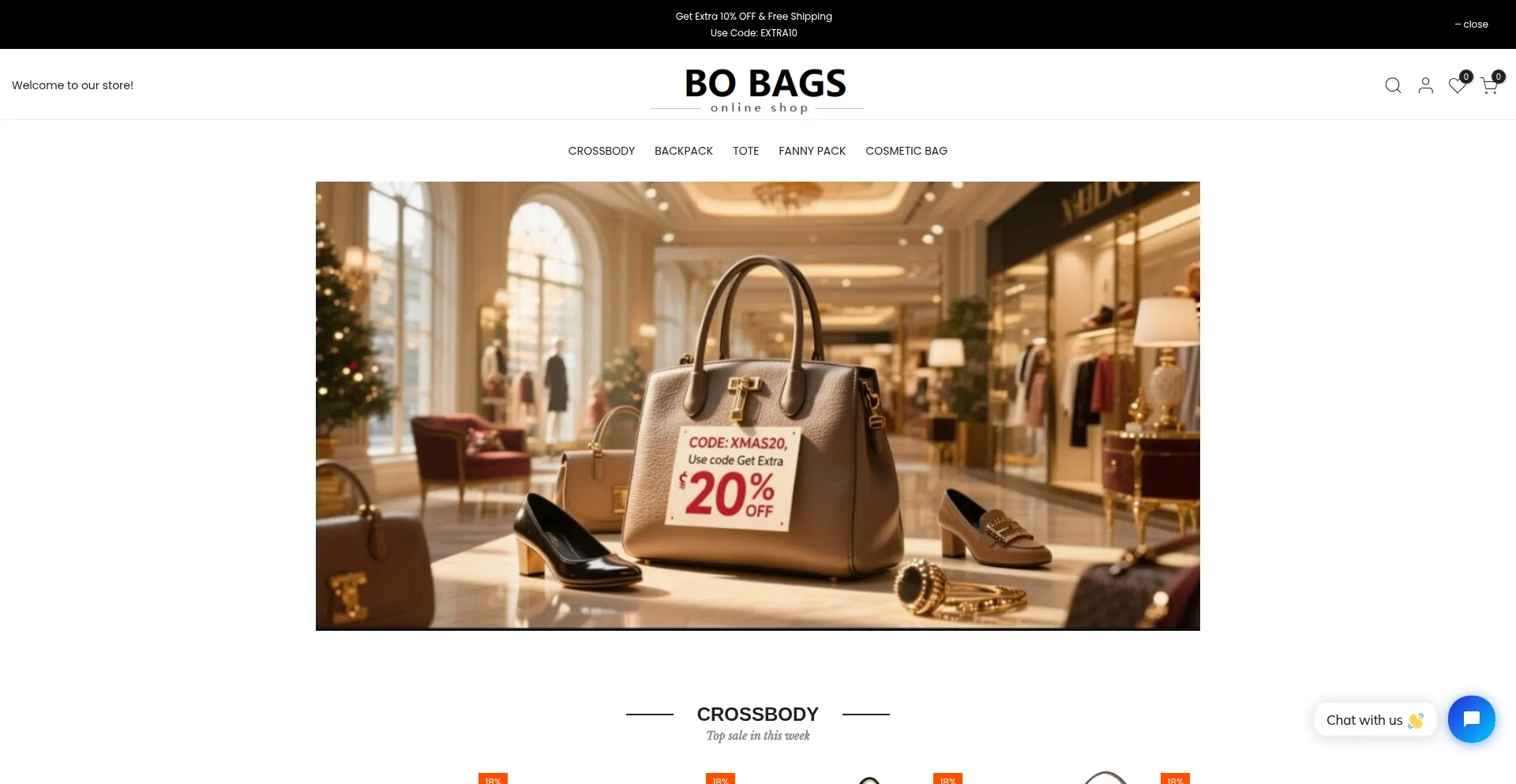 Website screenshot of Bobags.shop