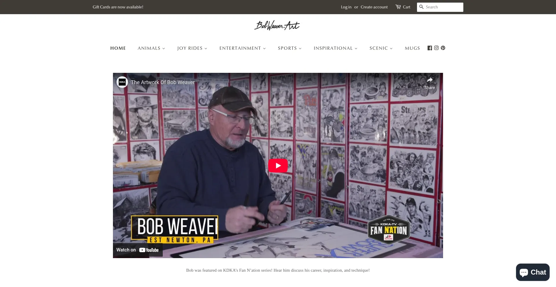 Website screenshot of Bobweaver.art