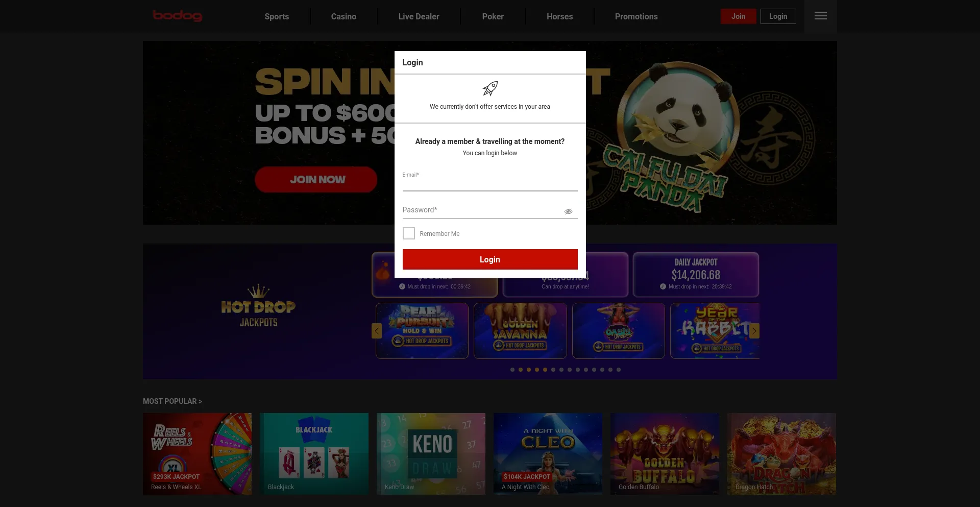 Website screenshot of Bodog.eu